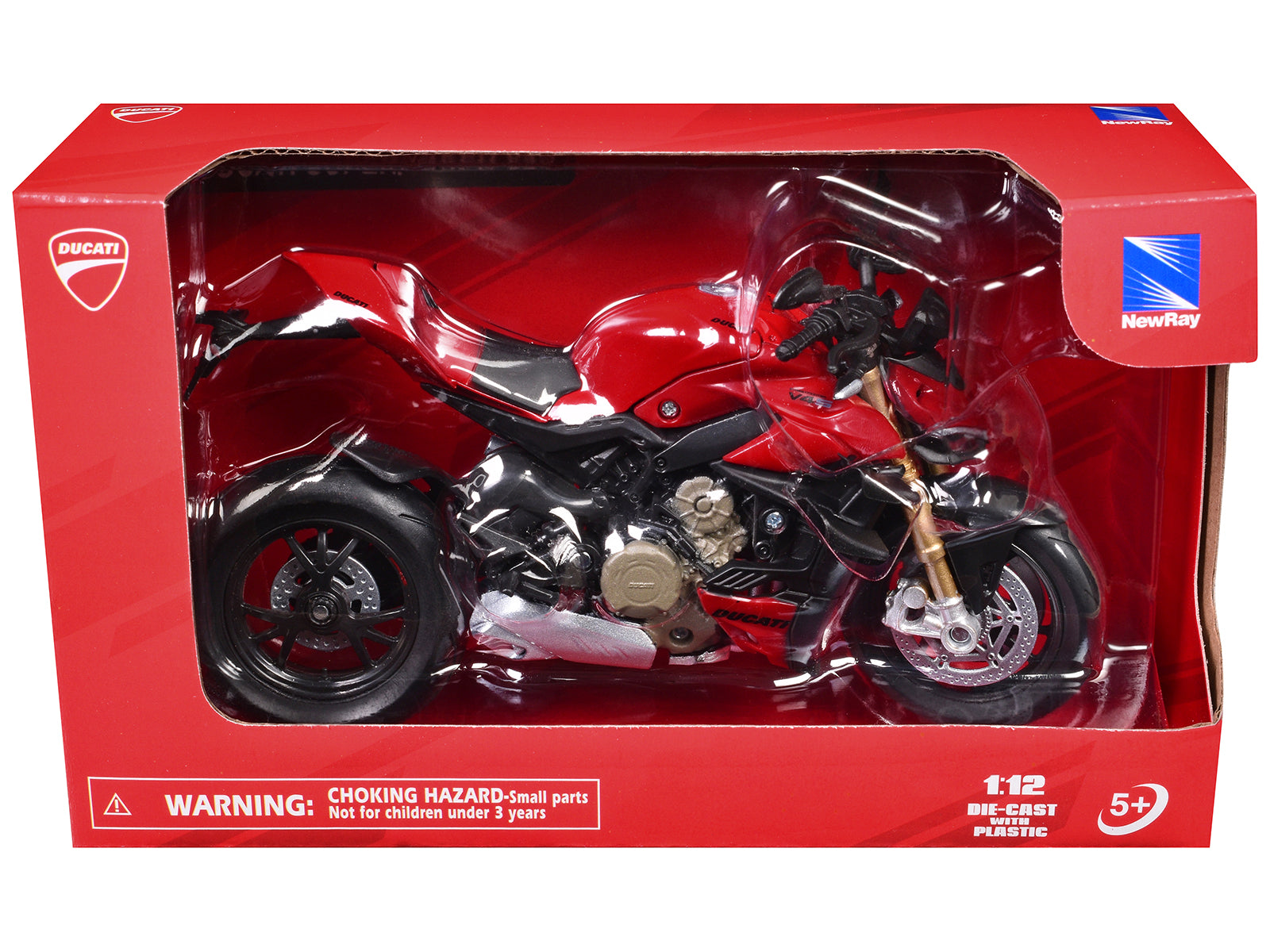 Ducati Supernaked V4S Motorcycle Red 1/12 Diecast Motorcycle Model by New Ray free shipping USA