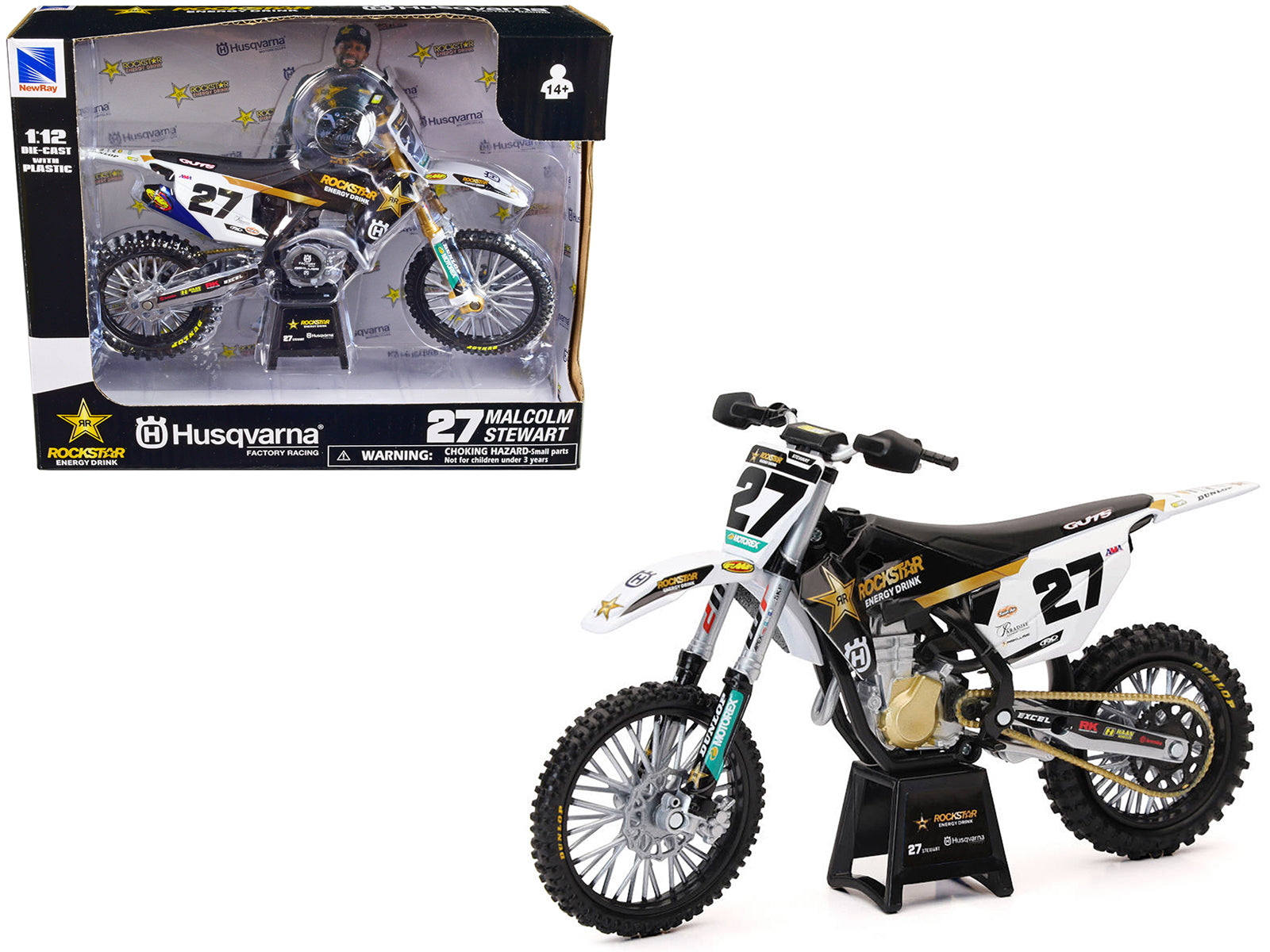 Husqvarna FC450 Motorcycle #27 Malcolm Stewart "Rockstar Energy Drink" 1/12 Diecast Model by New Ray free shipping USA