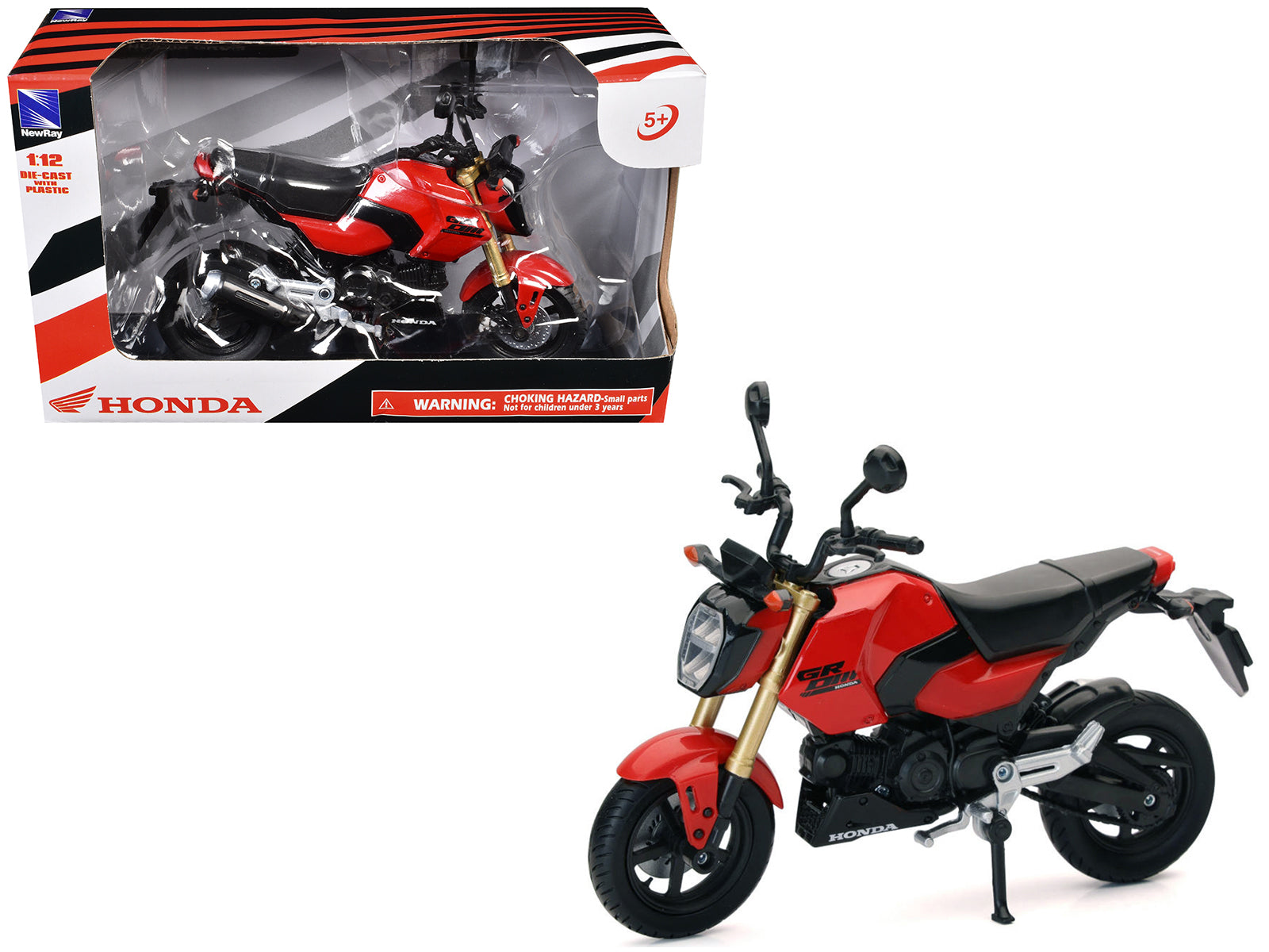Honda GROM Motorcycle Red 1/12 Diecast Model by New Ray free shipping USA