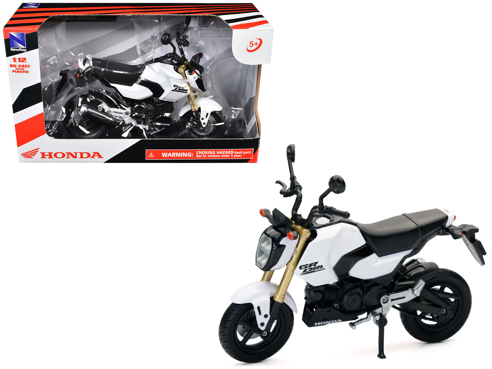 Honda GROM Motorcycle White 1/12 Diecast Model by New Ray free shipping USA