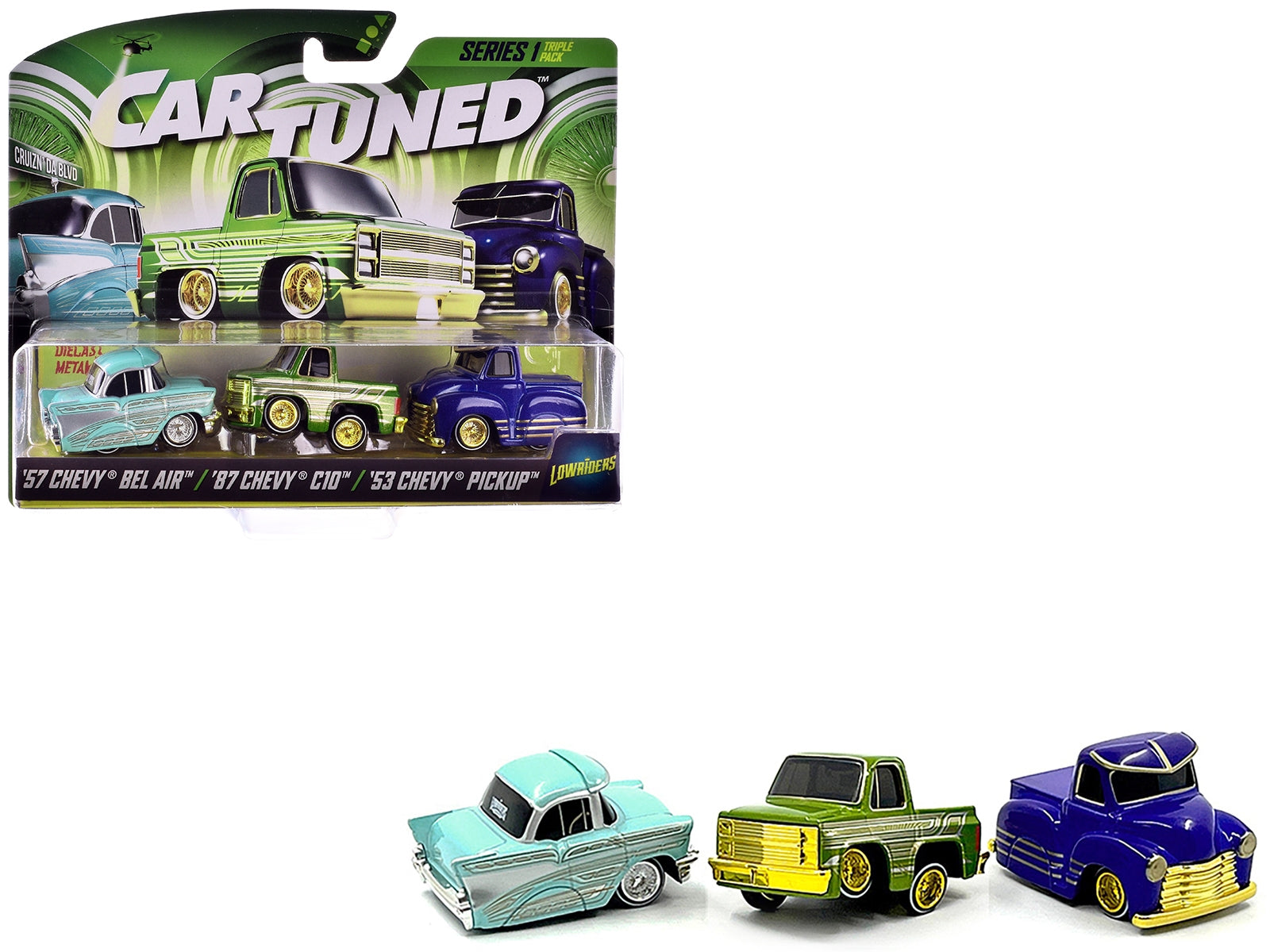 "Lowriders" Series 1 Chevrolet Triple Pack Set of 3 Cars Diecast Model Cars by CarTuned - Premium Chevrolet Models from Car Tuned - Just $50.72! Shop now at Rapidvehicles