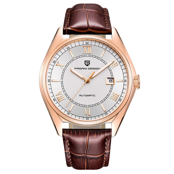 Color: Brown white - PAGANI DESIGN Automatic mechanical watch