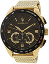 Maserati Traguardo Chronograph Gold Tone Stainless Steel Black Dial Quartz R8873612010 100M Men's Watch - Premium  from Rapidvehicles - Just $369.99! Shop now at Rapidvehicles