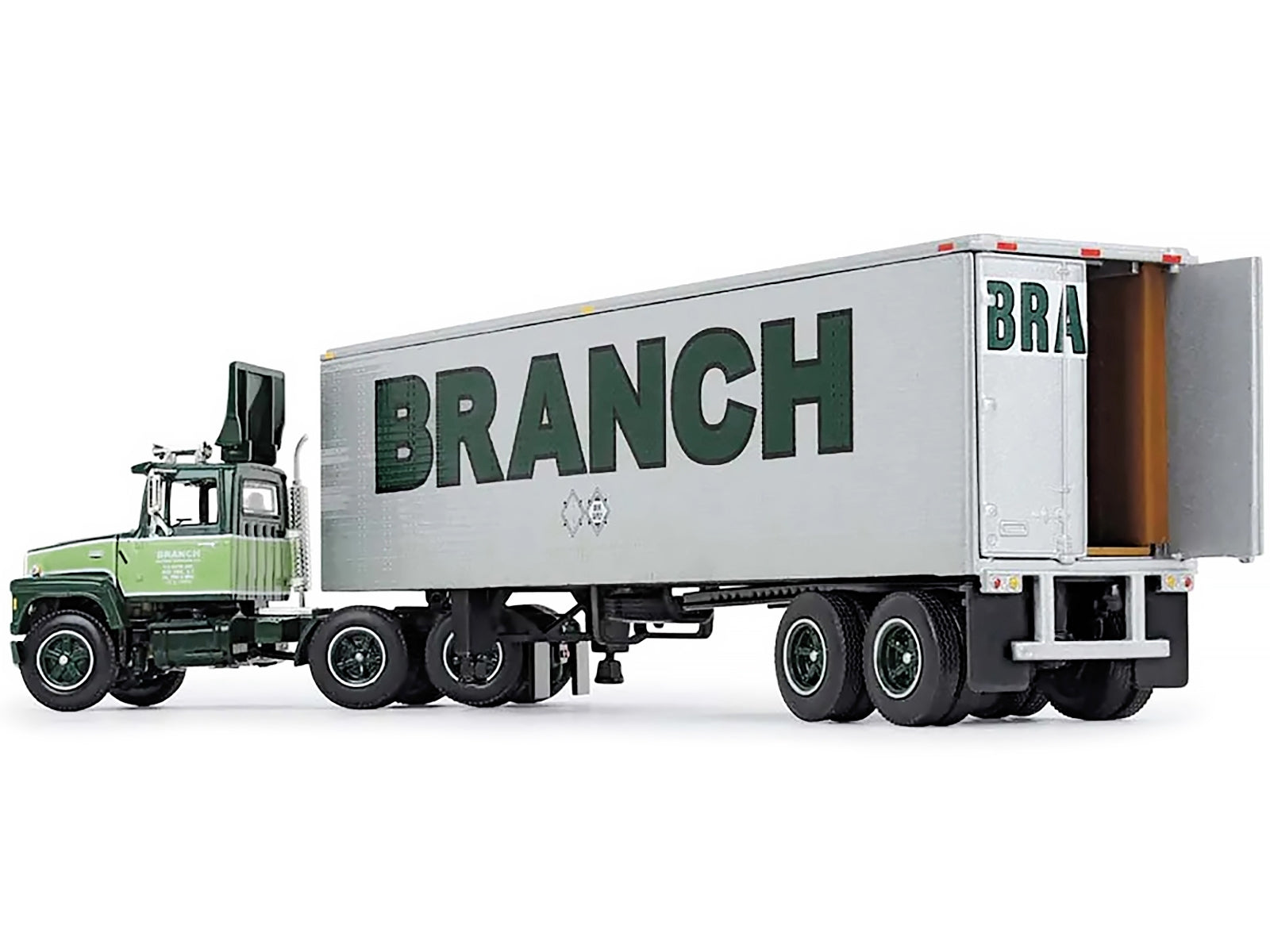 Ford LT-9000 Day Cab with Vintage 40' Dry Goods Tandem-Axle Trailer Green "Branch Motor Express" 1/64 Diecast Model by DCP/First Gear - Premium Ford Models from First Gear - Just $102.48! Shop now at Rapidvehicles