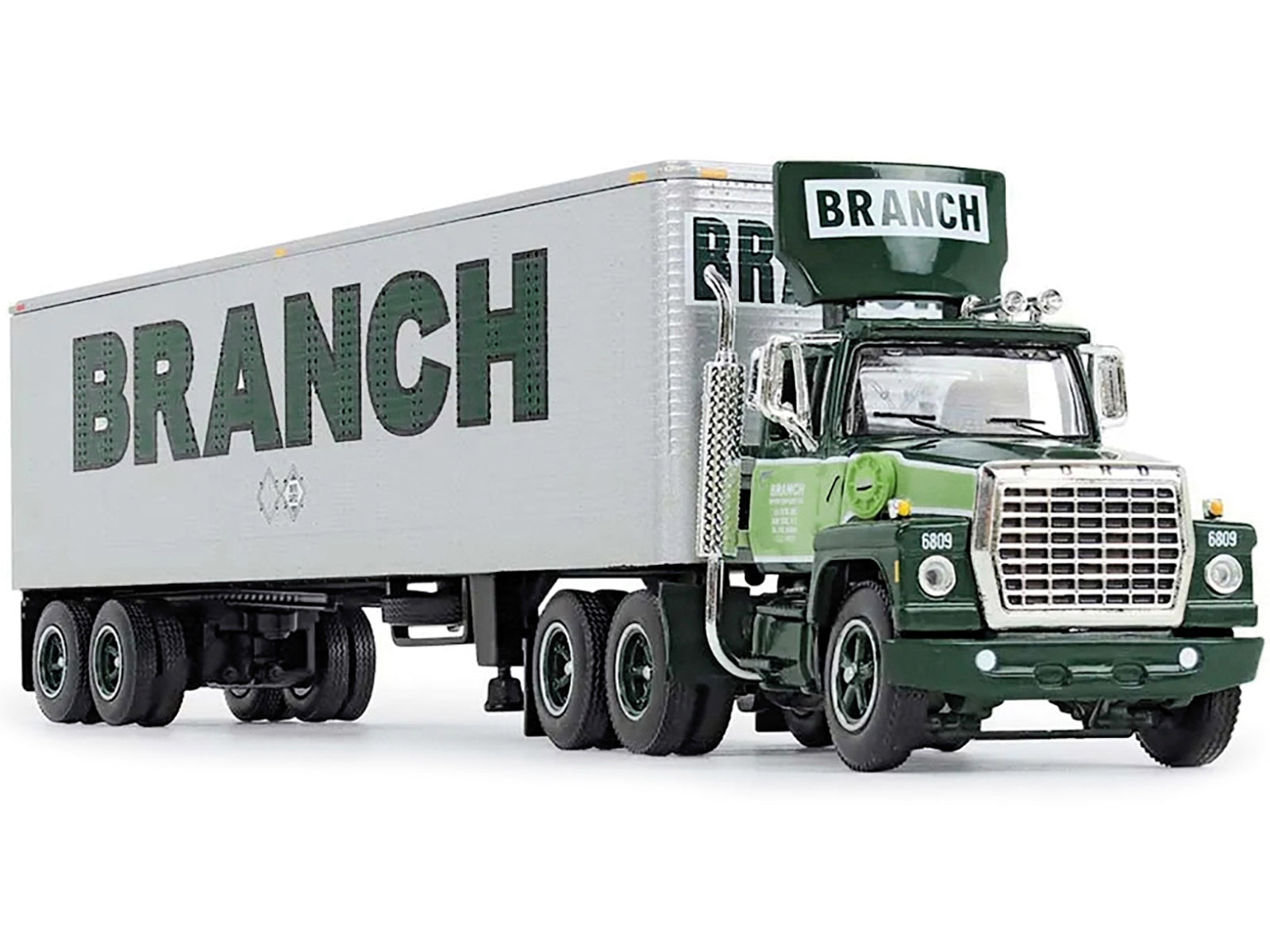 Ford LT-9000 Day Cab with Vintage 40' Dry Goods Tandem-Axle Trailer Green "Branch Motor Express" 1/64 Diecast Model by DCP/First Gear - Premium Ford Models from First Gear - Just $102.48! Shop now at Rapidvehicles