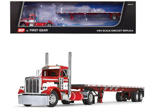 Peterbilt 359 Day Cab and 48' Utility Flatbed Trailer Red and White 1/64 Diecast Model by DCP/First Gear - Premium Peterbilt Models from First Gear - Just $126.82! Shop now at Rapidvehicles