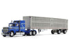 Ford LTL 9000 60" Aerodyne Sleeper with Wilson PSAL Stockmaster Livestock Trailer Blue with Stripes 1/64 Diecast Model by DCP/First Gear - Premium Ford Models from First Gear - Just $162.78! Shop now at Rapidvehicles