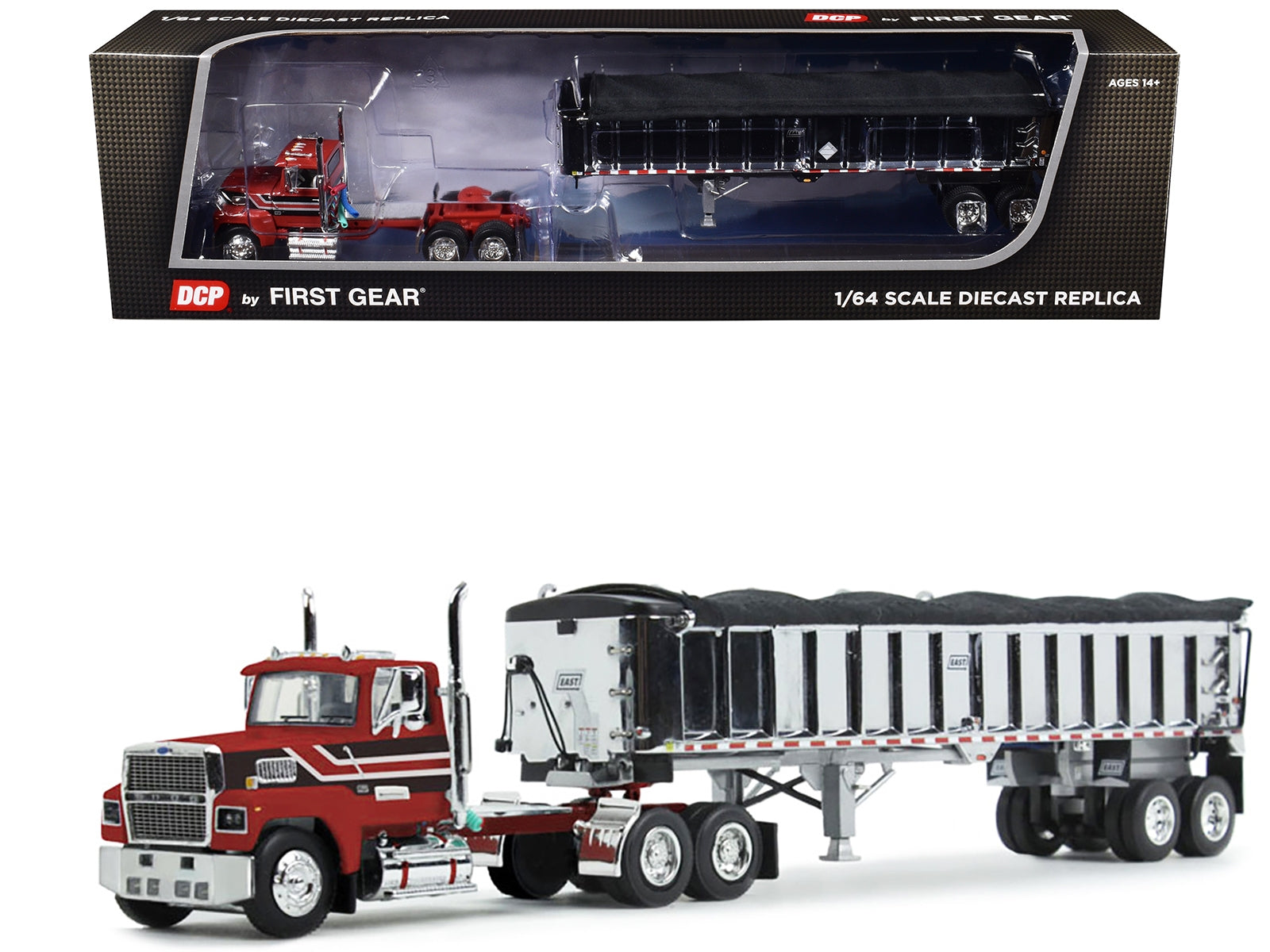 Ford LTL 9000 Day Cab with East End Dump Trailer Red and Black 1/64 Diecast Model by DCP/First Gear - Premium Ford Models from First Gear - Just $156.78! Shop now at Rapidvehicles