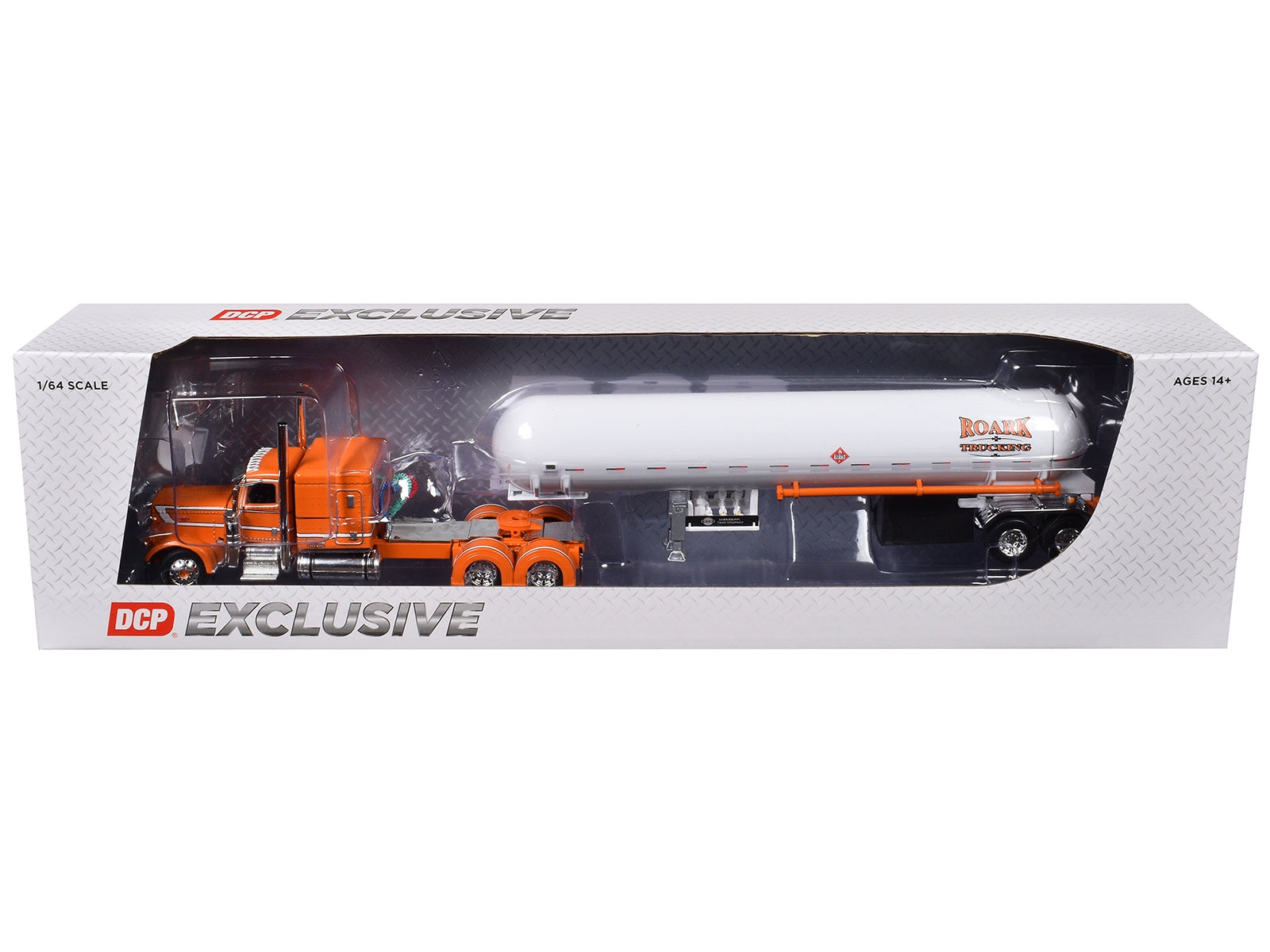 Peterbilt 389 with 63" Flat Top Sleeper and Mississippi LP Tank Trailer "Roark Trucking" Orange with Graphics "DCP Exclusive" Series 1/64 Diecast Model by DCP/First Gear - Premium Peterbilt Models from First Gear - Just $144.80! Shop now at Rapidvehicles