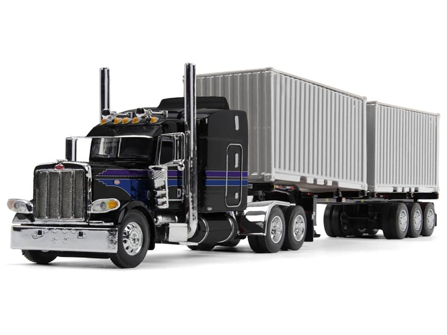 Peterbilt 389 with 63" Mid-Roof Sleeper and Container Trailer and - Premium Peterbilt Models from First Gear - Just $170.09! Shop now at Rapidvehicles