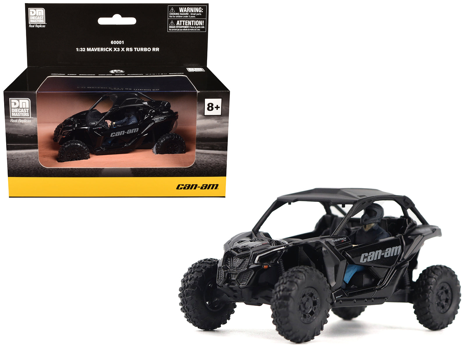 Can-Am Maverick X3 X RS Turbo RR Triple Black with Driver Figure 1/32 Diecast Model by BRP Models free shipping USA