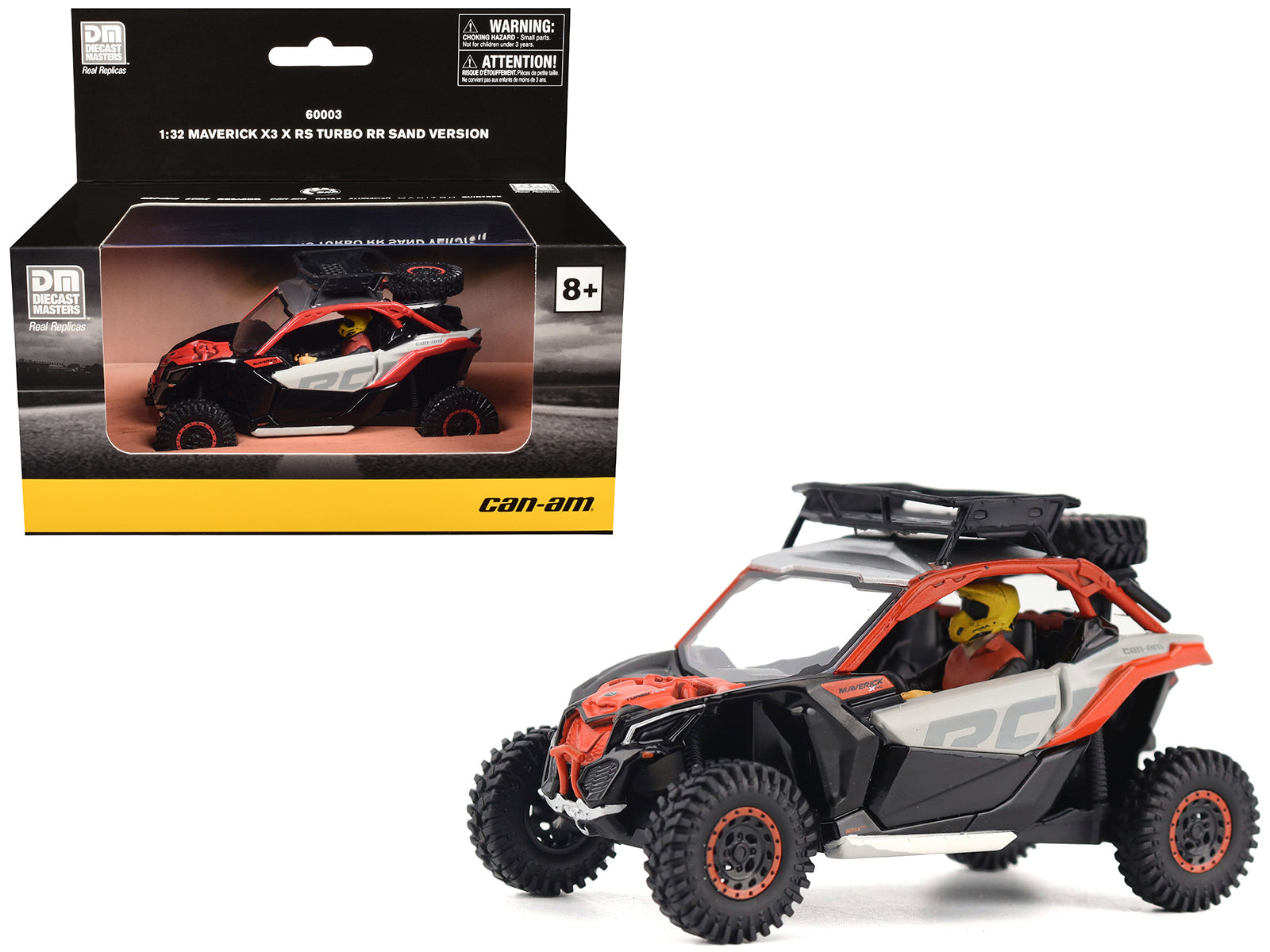 Can-Am Maverick X3 X RS Turbo RR Sand Version Chalk Gray and Magma Red with Driver Figure 1/32 Diecast Model by BRP Models free shipping USA