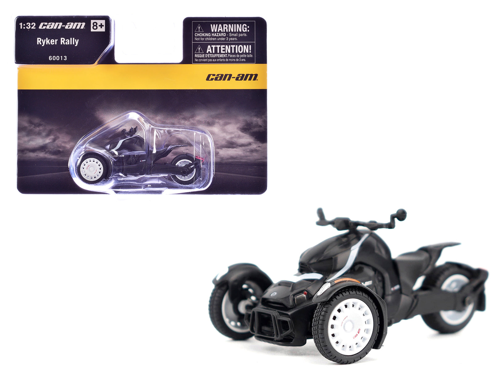 Can-Am Ryker Rally 3-Wheel Motorcycle Ghost Black 1/32 Diecast Model by BRP Models free shipping USA