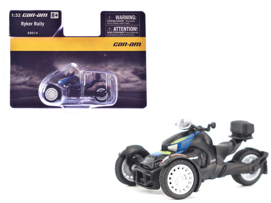 Can-Am Ryker Rally 3-Wheel Motorcycle Galactic Blue and Black 1/32 Diecast Model by BRP Models