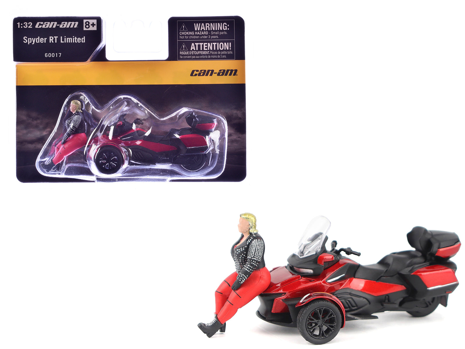 Can-Am Spyder RT Limited 3-Wheel Motorcycle Deep Marsala Red Metallic with Driver Figure 1/32 Diecast Model by BRP Models free shipping USA