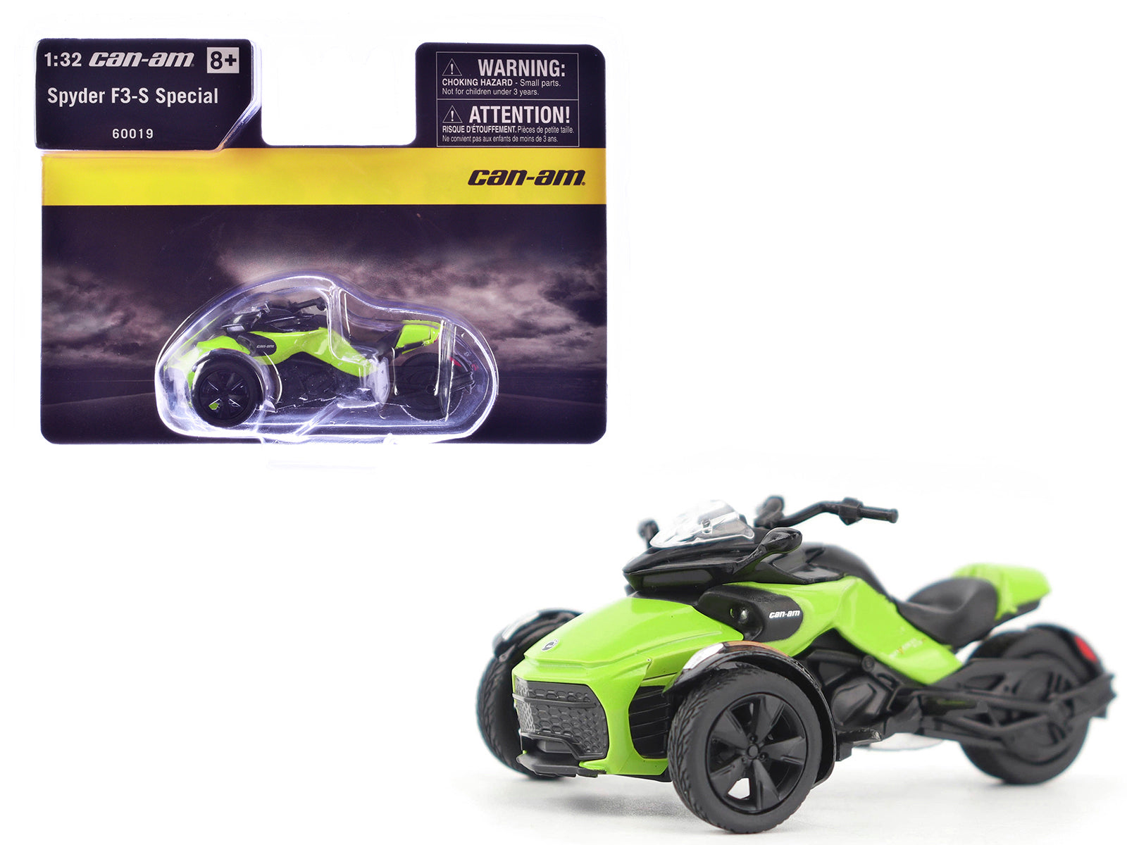 Can-Am Spyder F3-S Special 3-Wheel Motorcycle Manta Green 1/32 Diecast Model by BRP Models free shipping USA