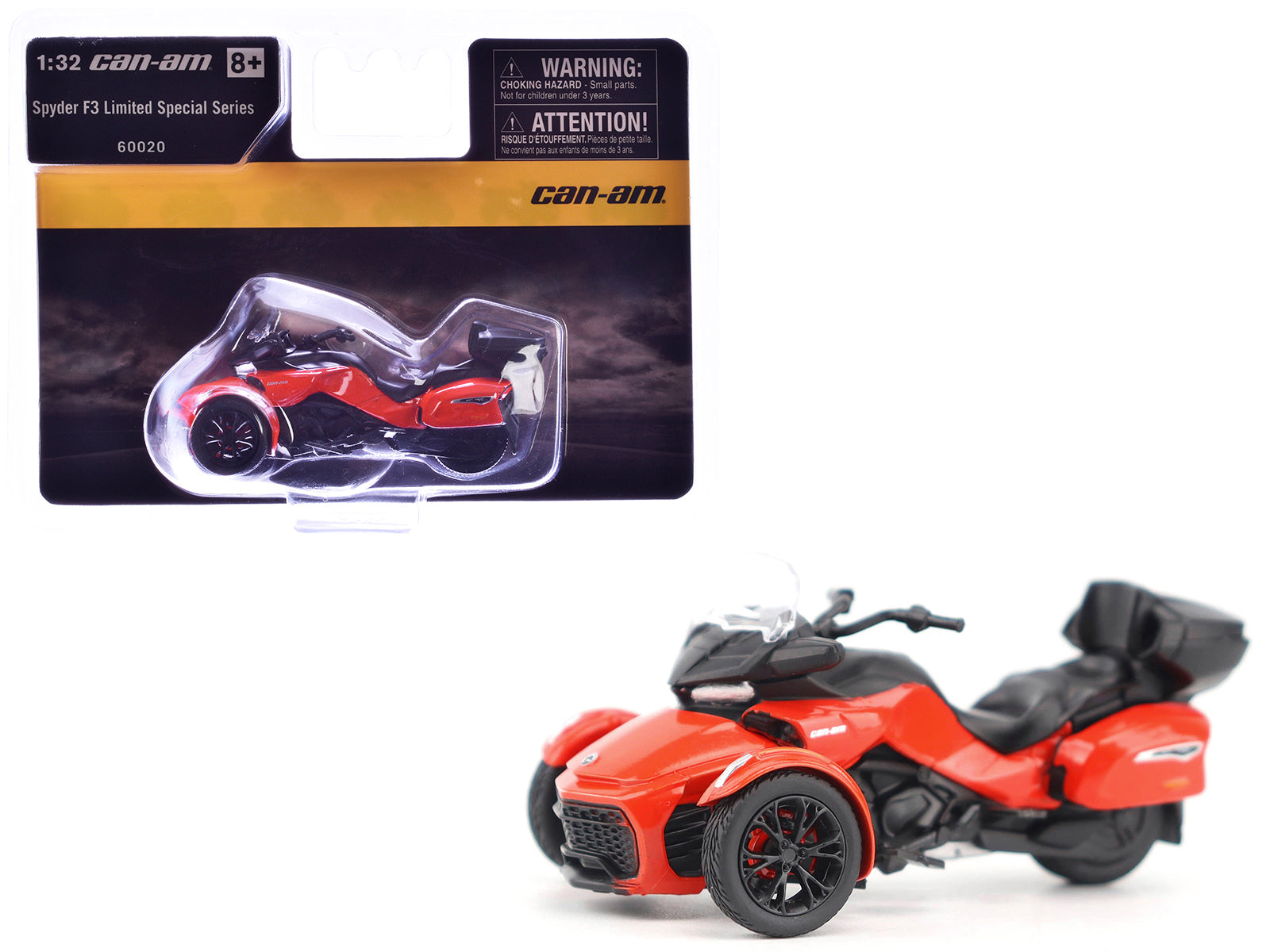 Can-Am Spyder F3 Limited Special Series 3-Wheel Motorcycle Viper Red 1/32 Diecast Model by BRP Models free shipping USA