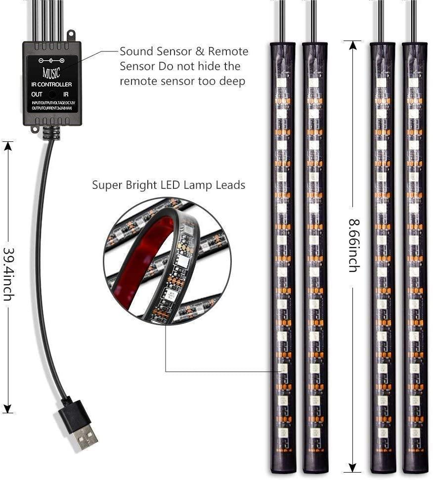 RGB Car LED Light Strips, Sound Activated with Remote Control, 48 - Premium Tech Accessories from Silver Atlas - Just $19.99! Shop now at Rapidvehicles