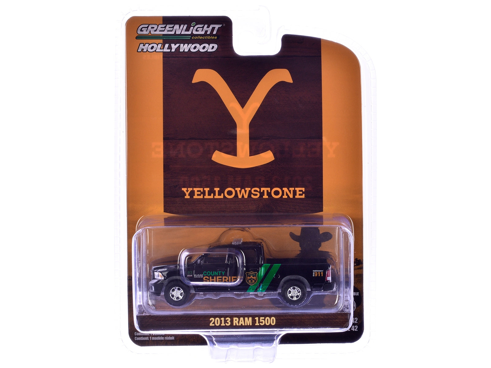 2013 Ram 1500 Pickup Truck "County Sheriff" Black with Green Stripes "Yellowstone" (2018-Current) TV Series "Hollywood Series" Release 42 1/64 Diecast Model Car by Greenlight - Premium RAM Models from Greenlight - Just $23.45! Shop now at Rapidvehicles