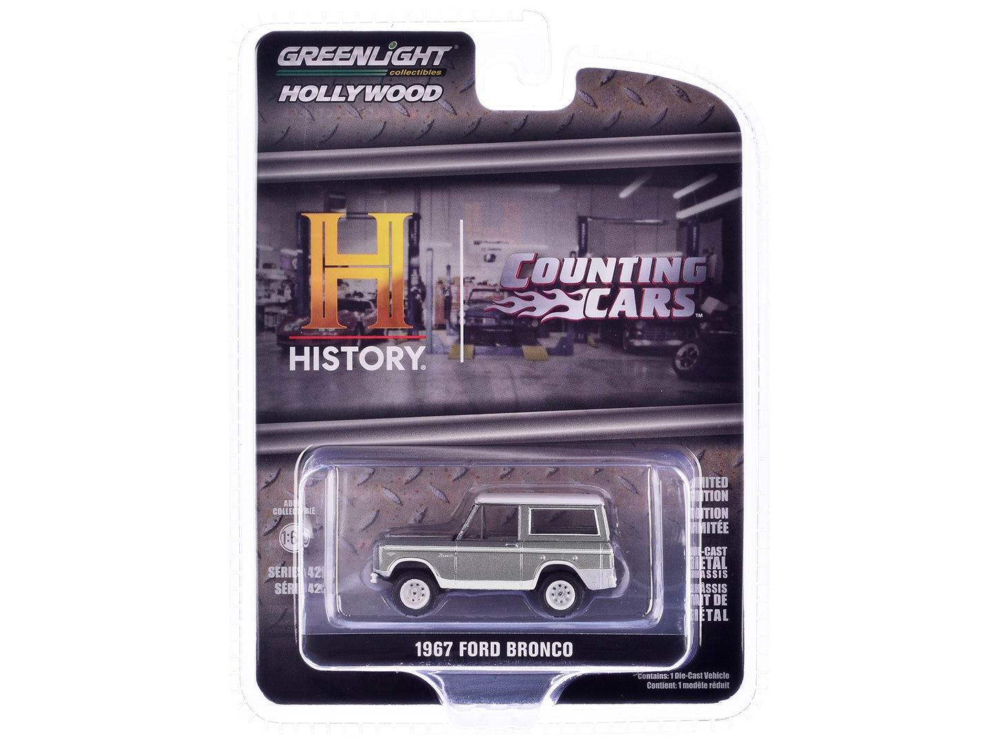 1967 Ford Bronco Silver Metallic with White Top "Counting Cars" - Premium Ford Models from Greenlight - Just $26.99! Shop now at Rapidvehicles