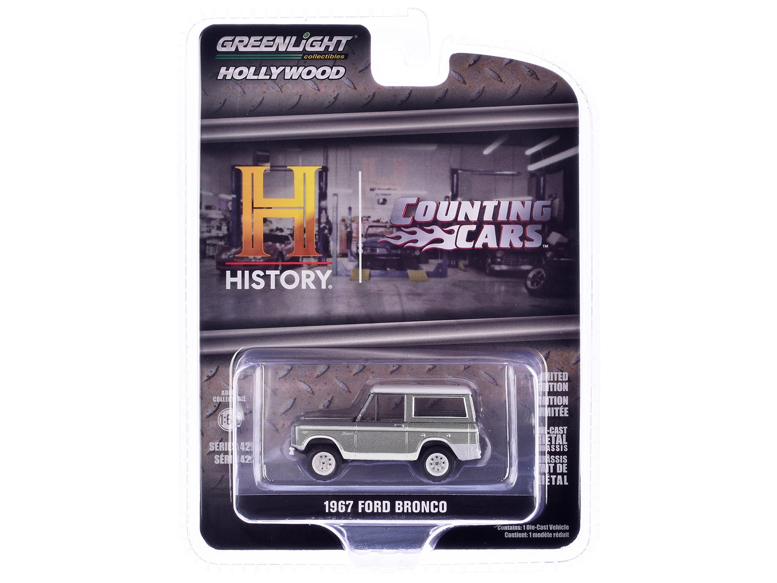 1967 Ford Bronco Silver Metallic with White Top "Counting Cars" (2012-Current) TV Series "Hollywood Series" Release 42 1/64 Diecast Model Car by Greenlight - Premium Ford Models from Greenlight - Just $24.25! Shop now at Rapidvehicles