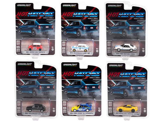 "Hot Hatches" Set of 6 pieces Series 2 1/64 Diecast Model Cars by Greenlight - Use code SHOPAPP15 to get 15 percent off