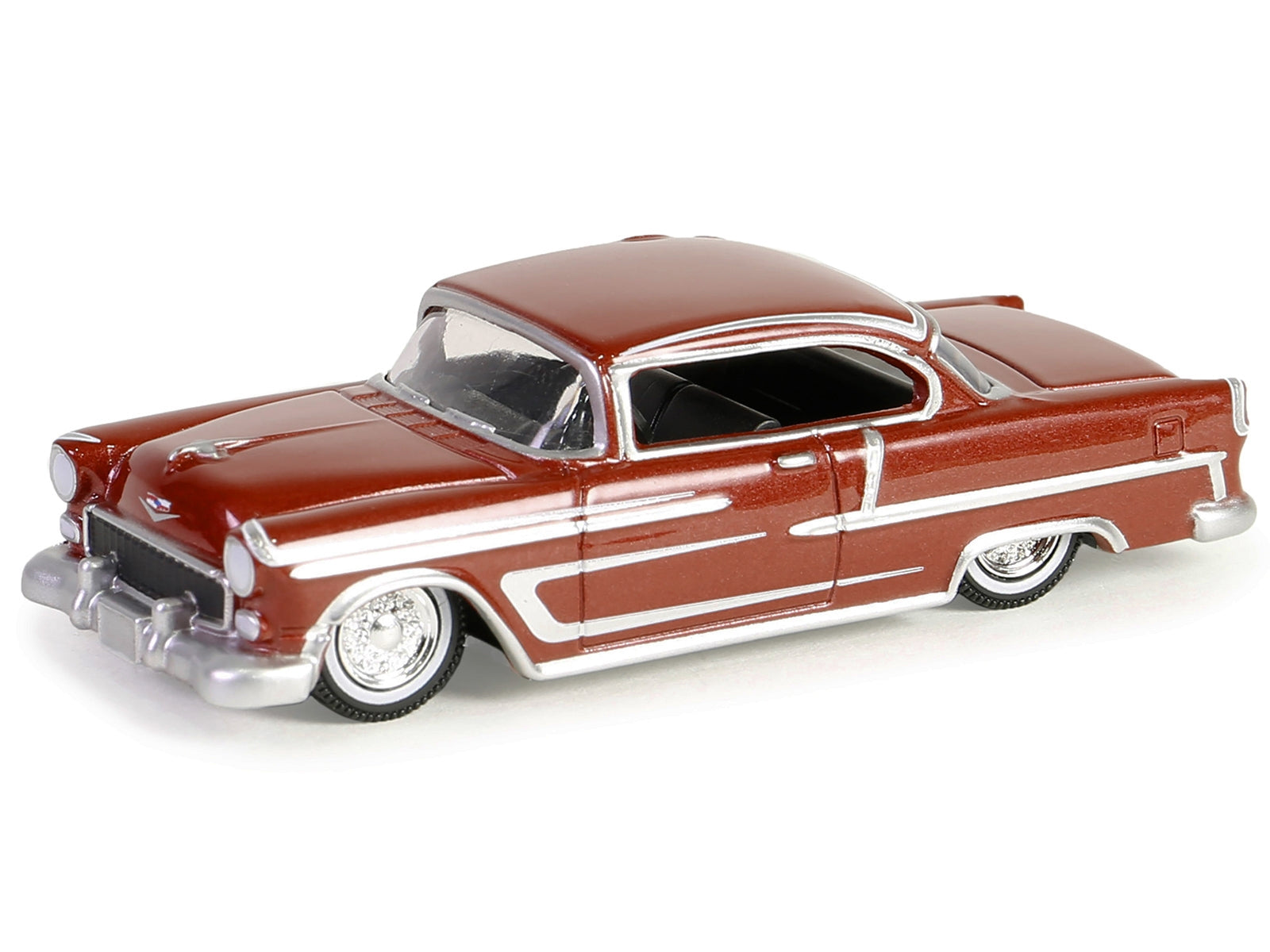 1955 Chevrolet Bel Air Lowrider Red Metallic and Silver "California Lowriders" Series 5 1/64 Diecast Model Car by Greenlight