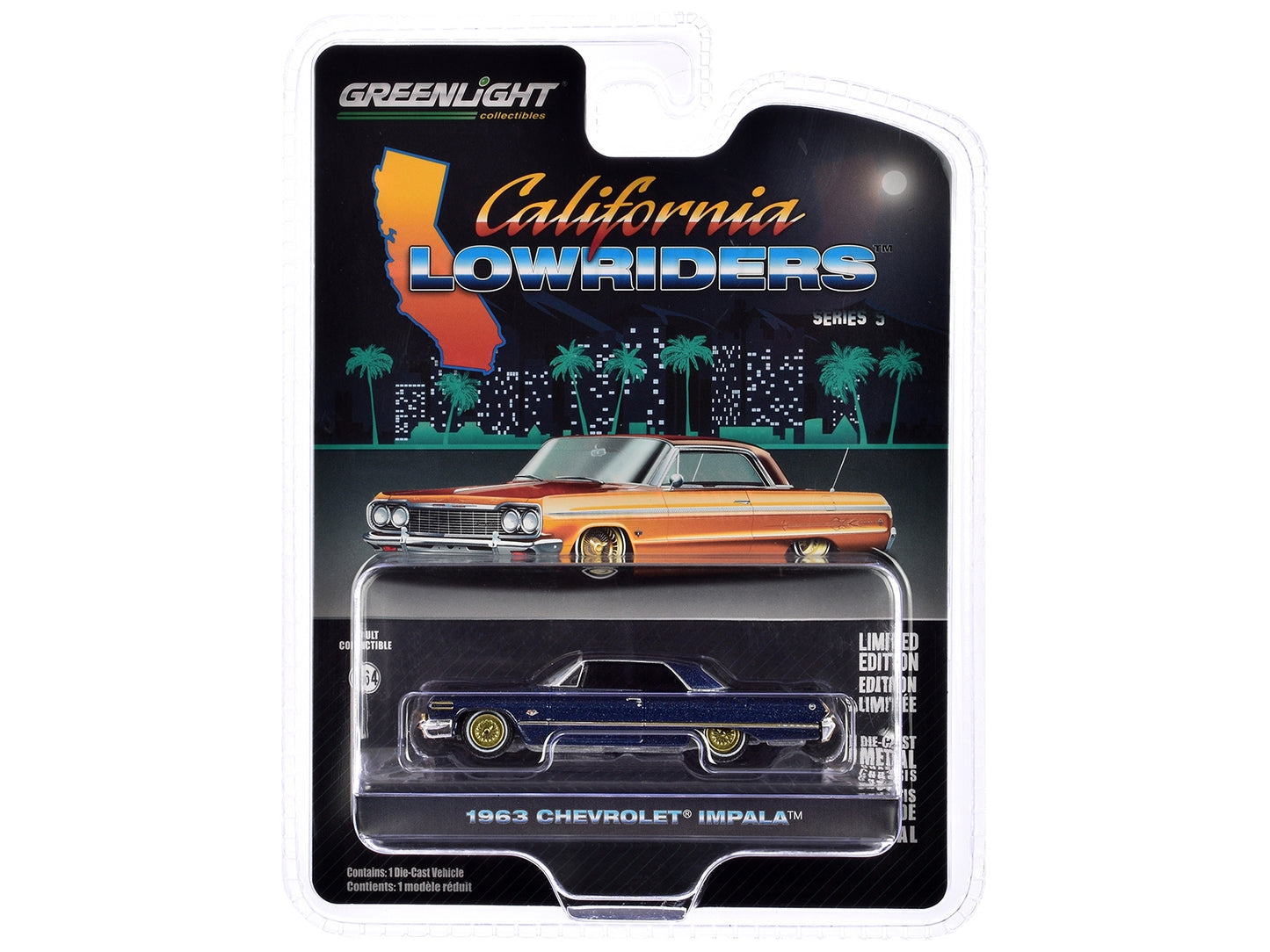 1963 Chevrolet Impala Lowrider Dark Blue Metallic with Gold - Premium Chevrolet Models from Greenlight - Just $28.99! Shop now at Rapidvehicles