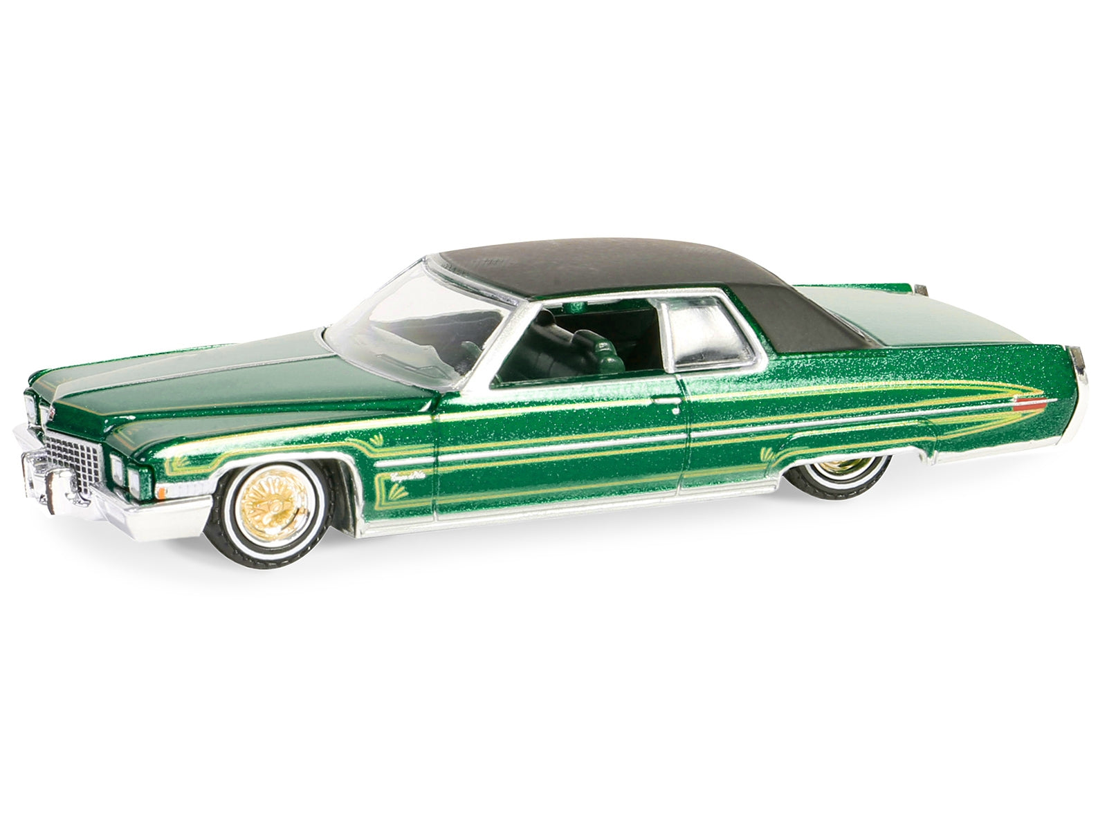 1971 Cadillac Coupe DeVille Lowrider Green Metallic with Black Top and Green Interior "California Lowriders" Series 5 1/64 Diecast Model Car by Greenlight - Premium Cadillac Models from Greenlight - Just $17.99! Shop now at Rapidvehicles