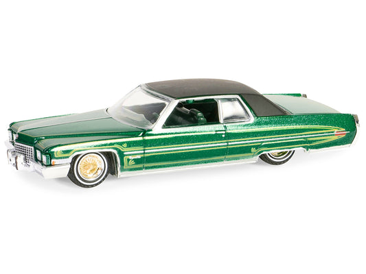 1971 Cadillac Coupe DeVille Lowrider Green Metallic with Black - Premium Cadillac Models from Greenlight - Just $23.45! Shop now at Rapidvehicles