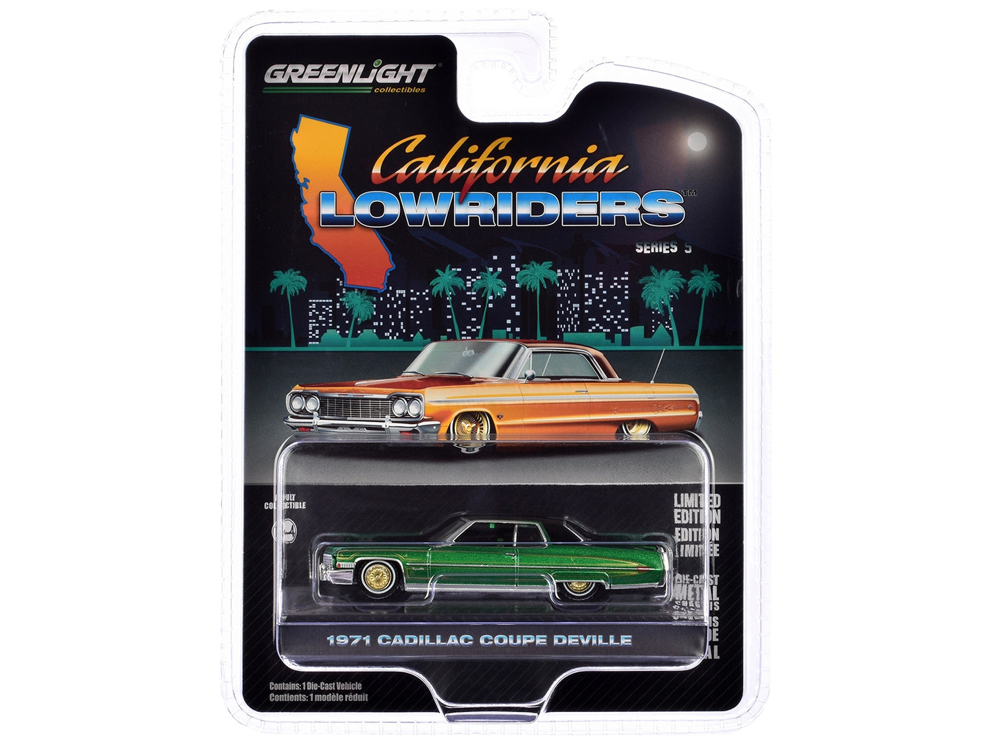 1971 Cadillac Coupe DeVille Lowrider Green Metallic with Black - Premium Cadillac Models from Greenlight - Just $21.11! Shop now at Rapidvehicles