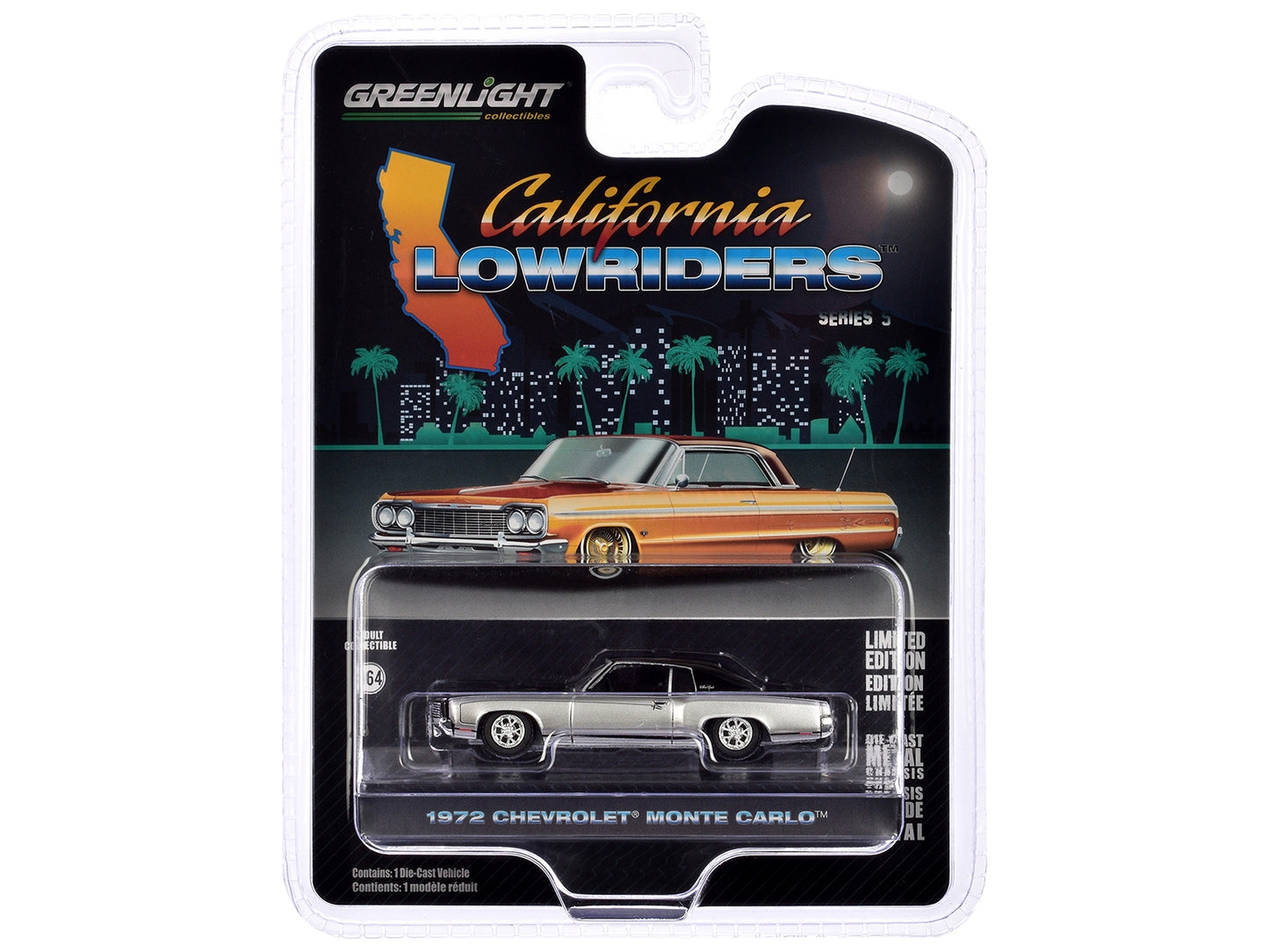 1972 Chevrolet Monte Carlo Lowrider Silver Metallic and Black - Premium Chevrolet Models from Greenlight - Just $21.11! Shop now at Rapidvehicles