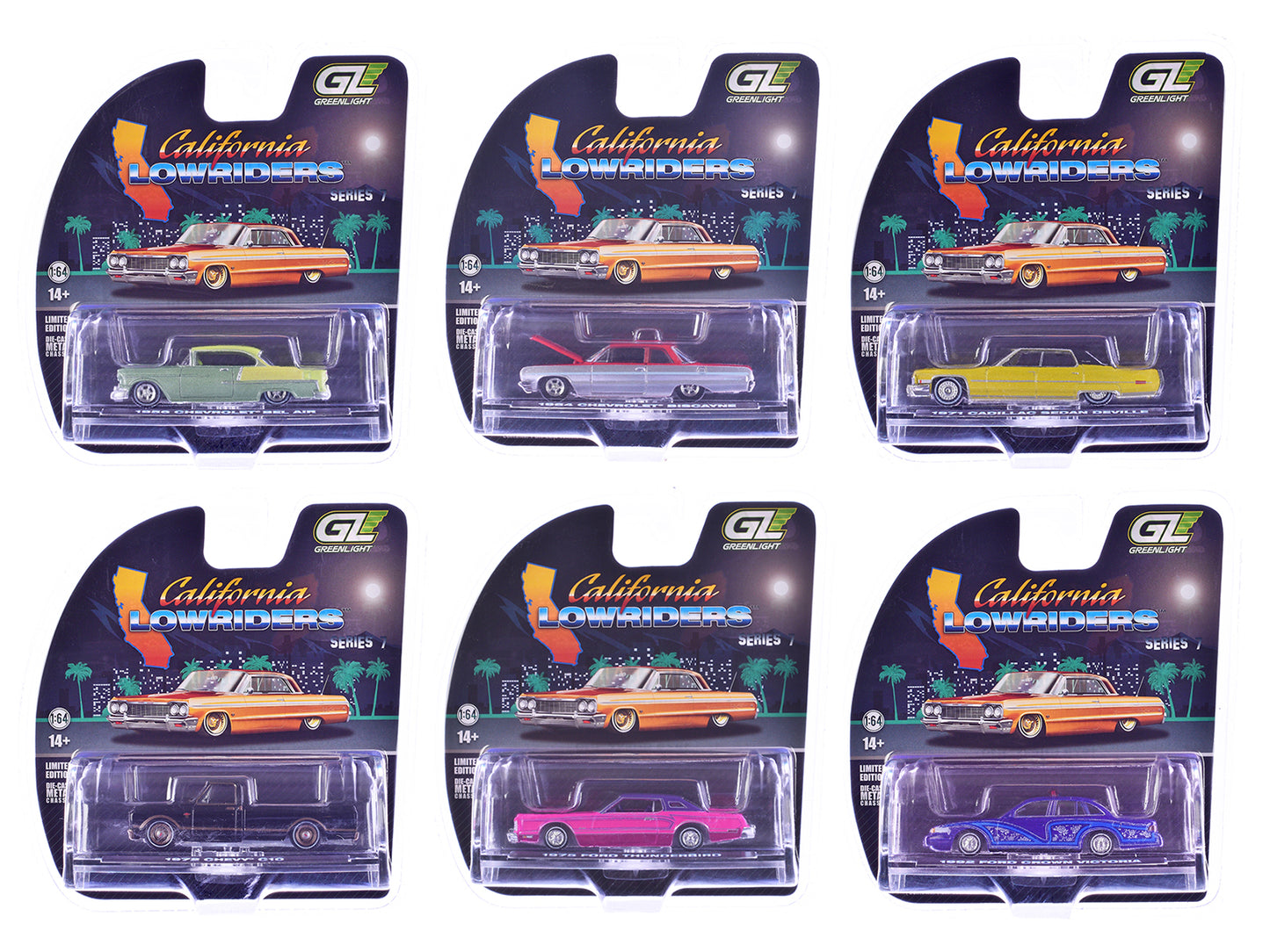 "California Lowriders" Series 7 Set of 6 pieces 1/64 Diecast Model Cars by Greenlight