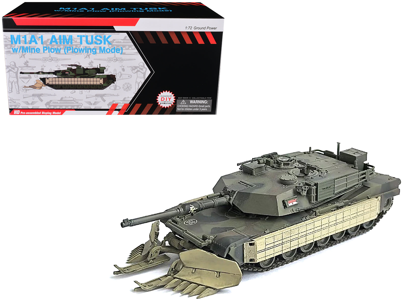 United States M1A1 AIM (Abrams Integrated Management) Tank with Mine Plow (Plowing Mode) #68 "United States Army" Olive Drab "NEO Dragon Armor" Series 1/72 Plastic Model by Dragon Models free shipping USA
