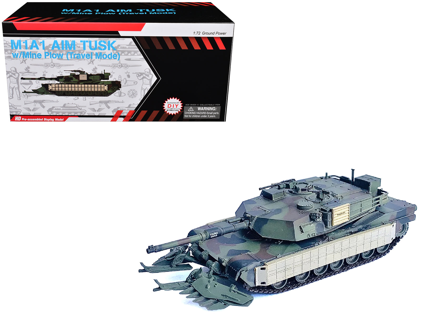 United States M1A1 AIM TUSK (Tank Urban Survival Kit) with Mine Plow (Travel Mode) "United States Marine Corps 8th Tank Battalion II MED Iraq" (2003) Green Camouflage "NEO Dragon Armor" Series 1/72 Plastic Model by Dragon Models free shipping USA