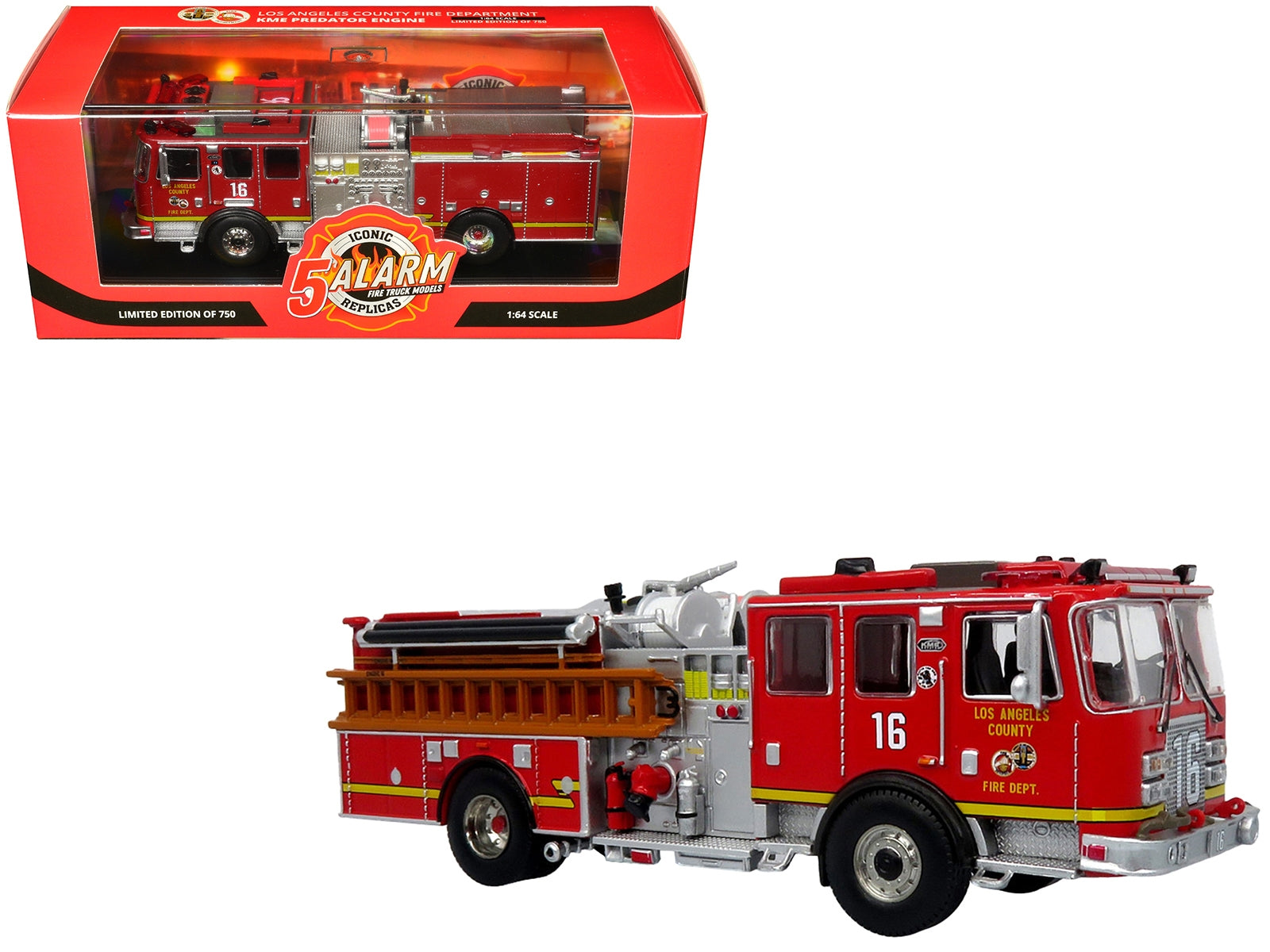 KME Predator Fire Engine #16 "Los Angeles County Fire Department" Red "5 Alarm" Series Limited Edition to 750 pieces Worldwide 1/64 Diecast Model by Iconic Replicas - Premium Fire and Rescue Models from Iconic Replicas - Just $127.99! Shop now at Rapidvehicles