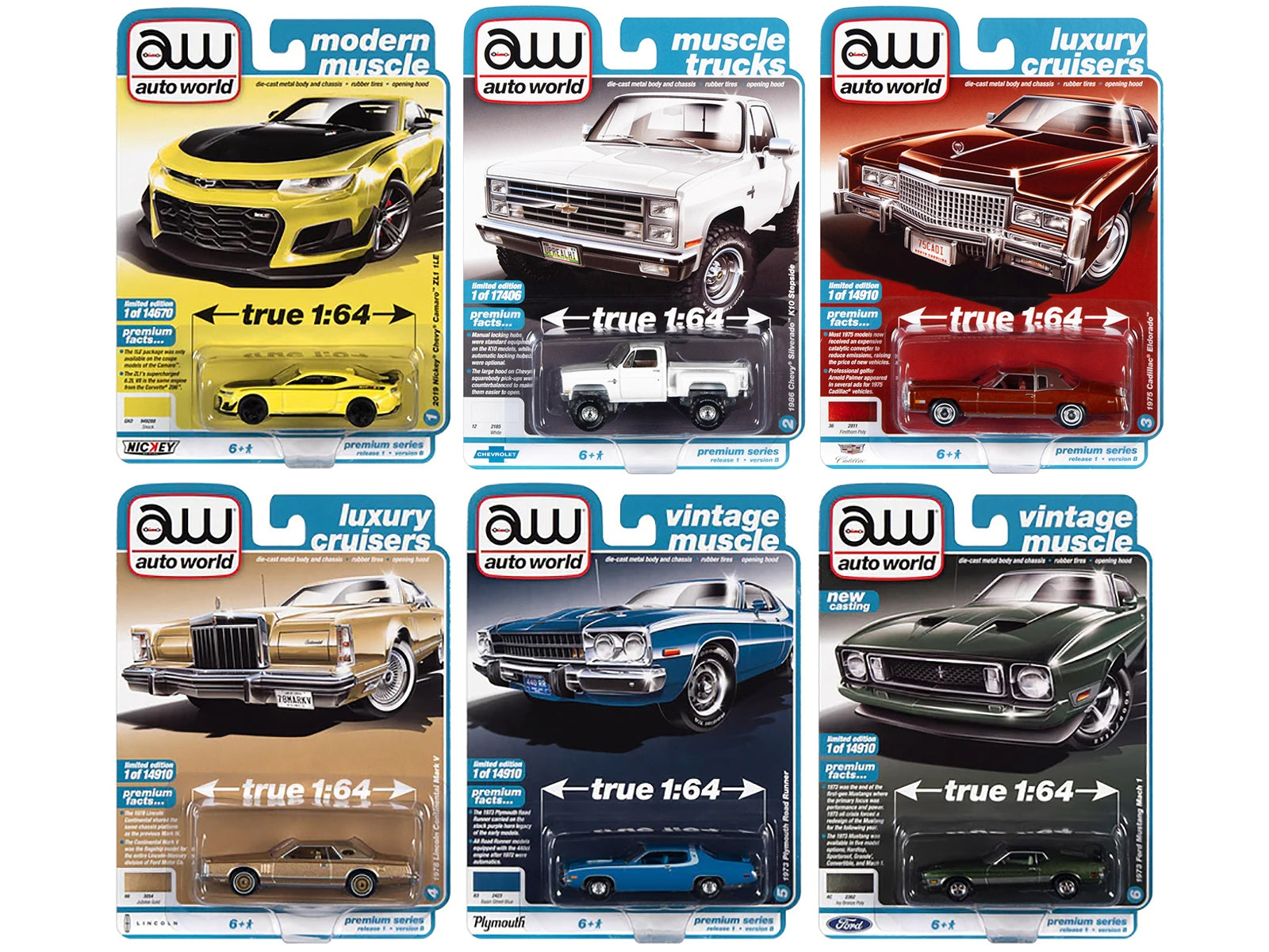 Auto World Premium 2022 Set B of 6 pieces Release 1 1/64 Diecast Model Cars by Auto World - Premium 1/64 Scale Sets from Autoworld - Just $77.34! Shop now at Rapidvehicles