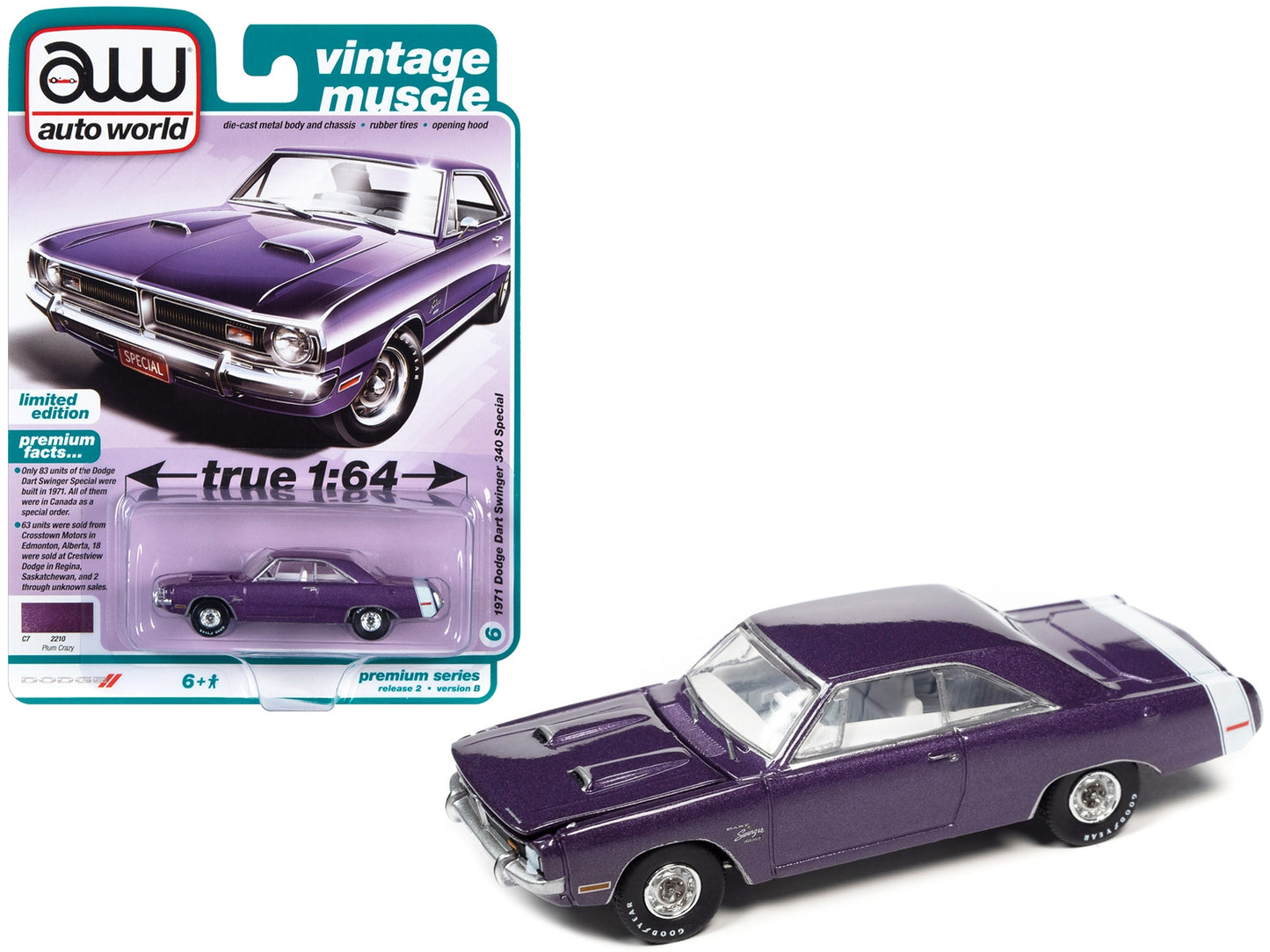 1971 Dodge Dart Swinger 340 Special Plum Crazy Purple Metallic - Premium Dodge Models from Autoworld - Just $26.68! Shop now at Rapidvehicles