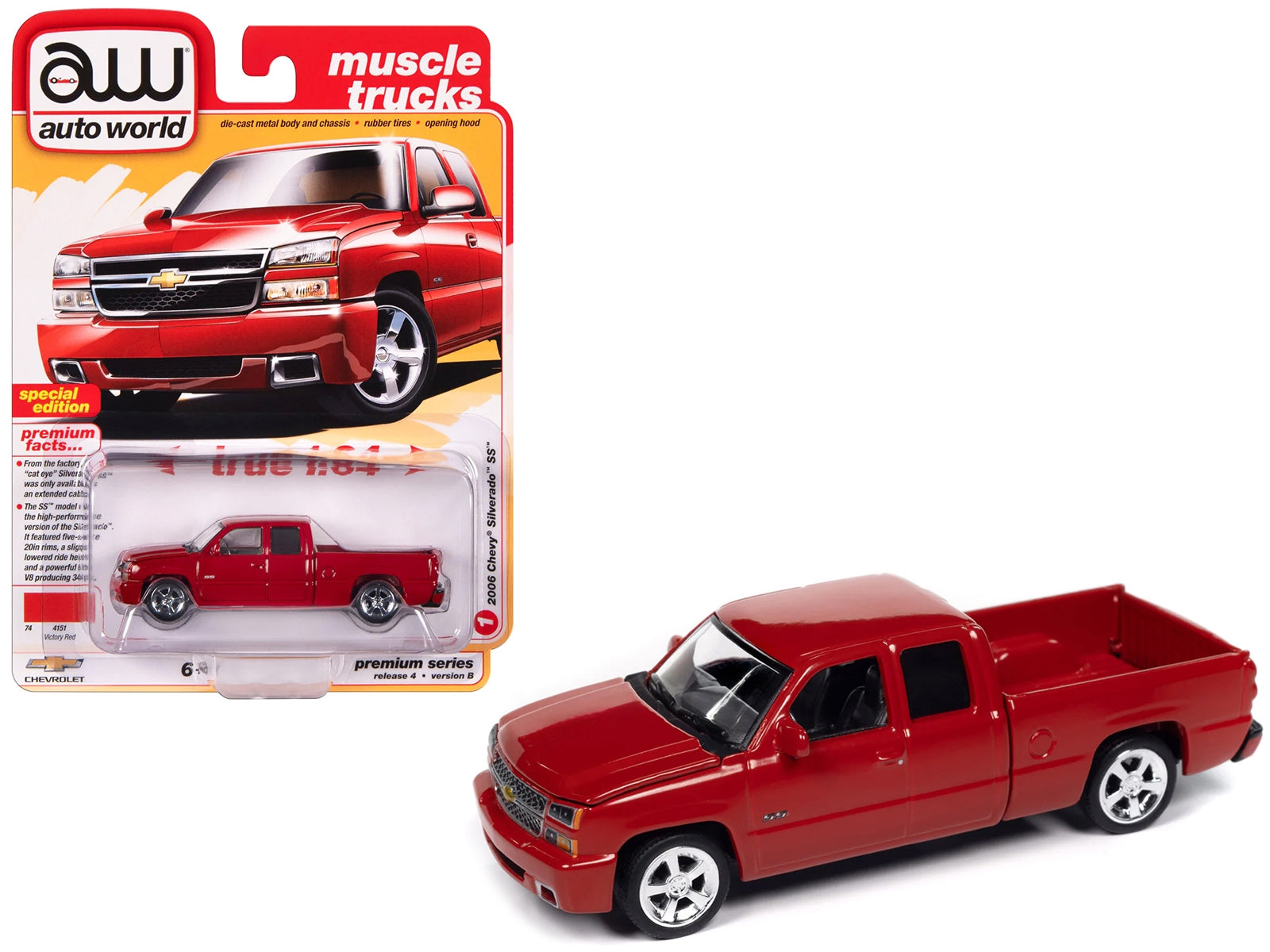 2006 Chevrolet Silverado SS Pickup Truck Victory Red "Muscle Trucks" Series 1/64 Diecast Model Car by Auto World - Premium Pickup Trucks Models from Autoworld - Just $25.07! Shop now at Rapidvehicles