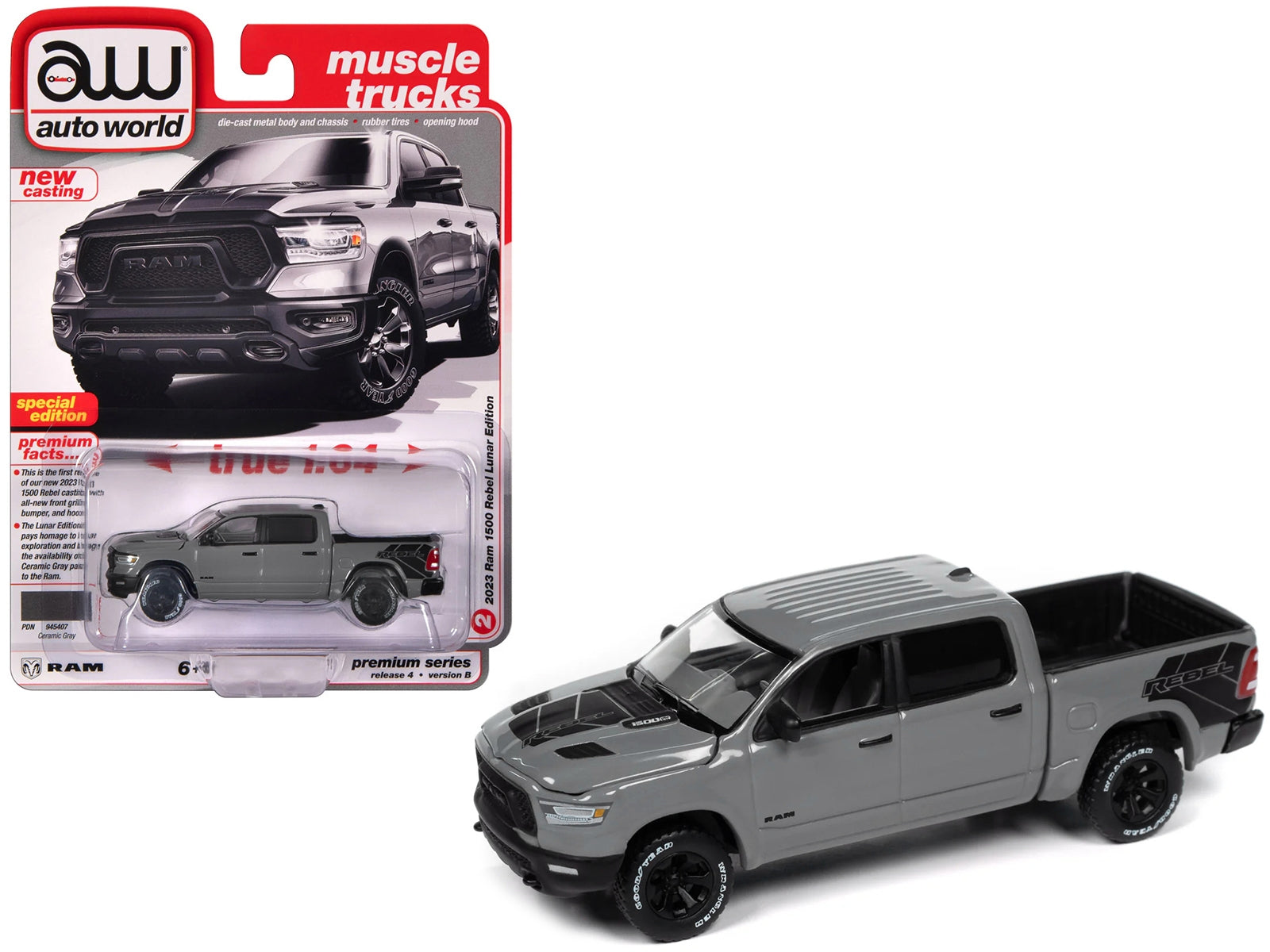 2023 Ram 1500 Rebel Havoc Edition Pickup Truck Ceramic Gray "Muscle Trucks" Series 1/64 Diecast Model Car by Auto World - Premium RAM Models from Autoworld - Just $25.07! Shop now at Rapidvehicles