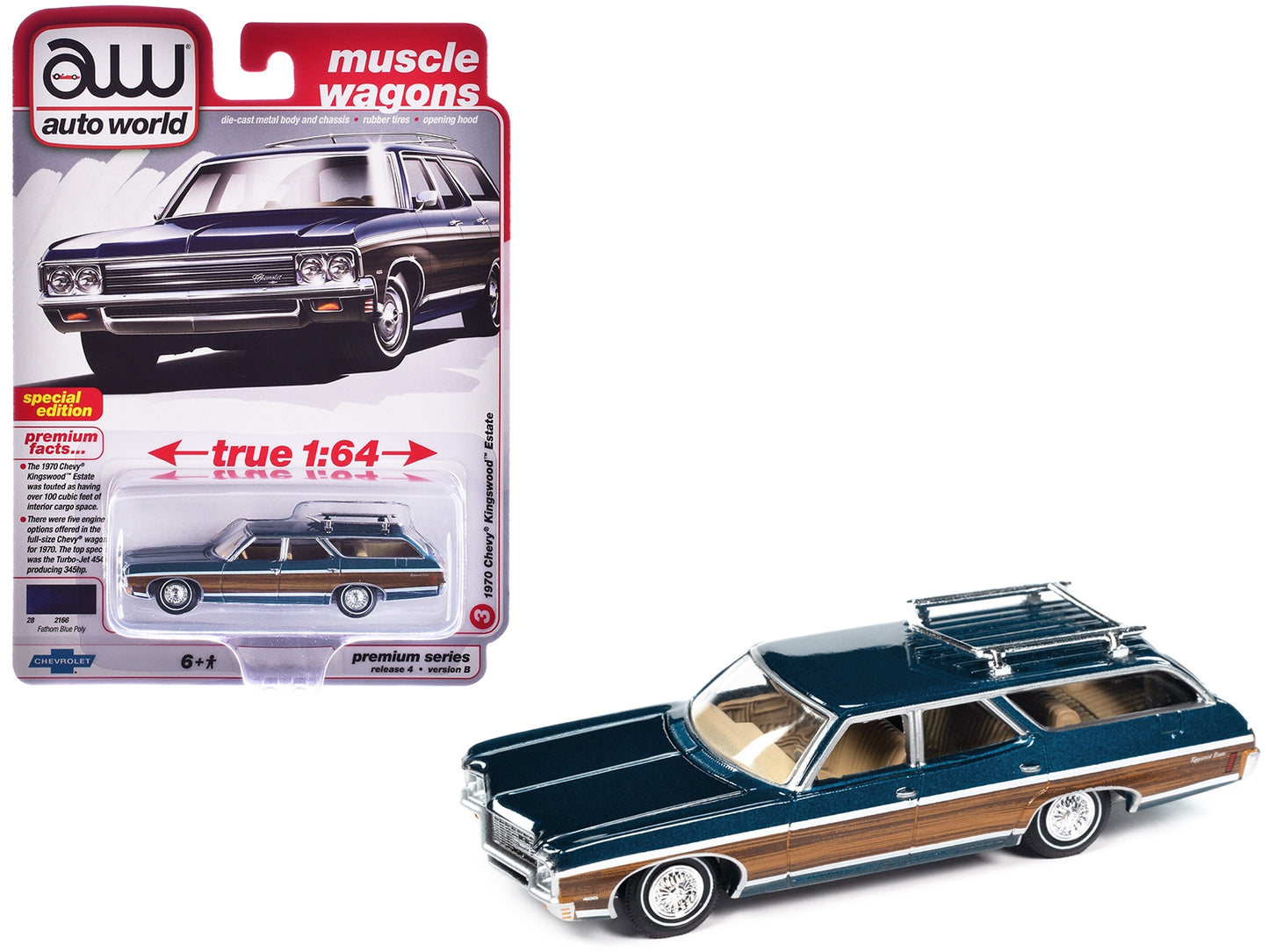 1970 Chevrolet Kingswood Estate Wagon Fathom Blue Metallic with - Premium Chevrolet Models from Johnny Lightning - Just $28.79! Shop now at Rapidvehicles