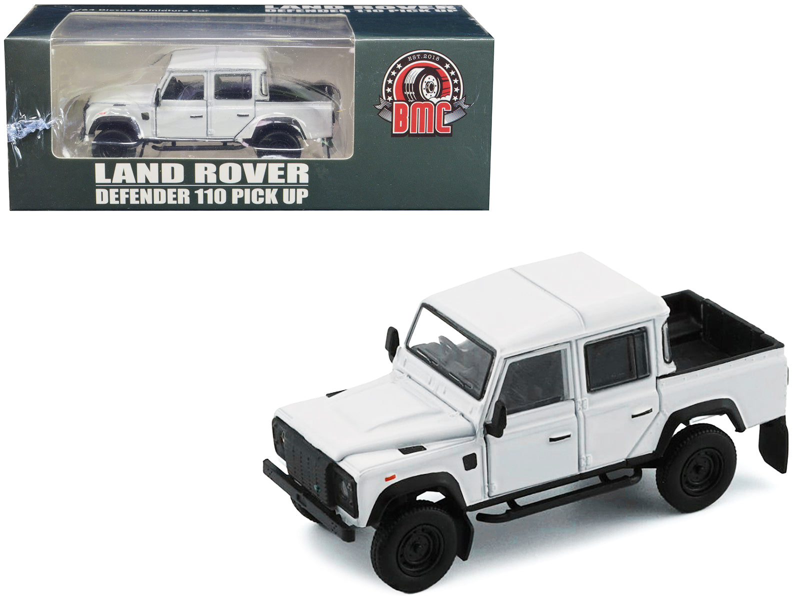 Land Rover Defender 110 Pickup Truck White with Extra Wheels 1/64 Diecast Model Car by BM Creations free shipping USA