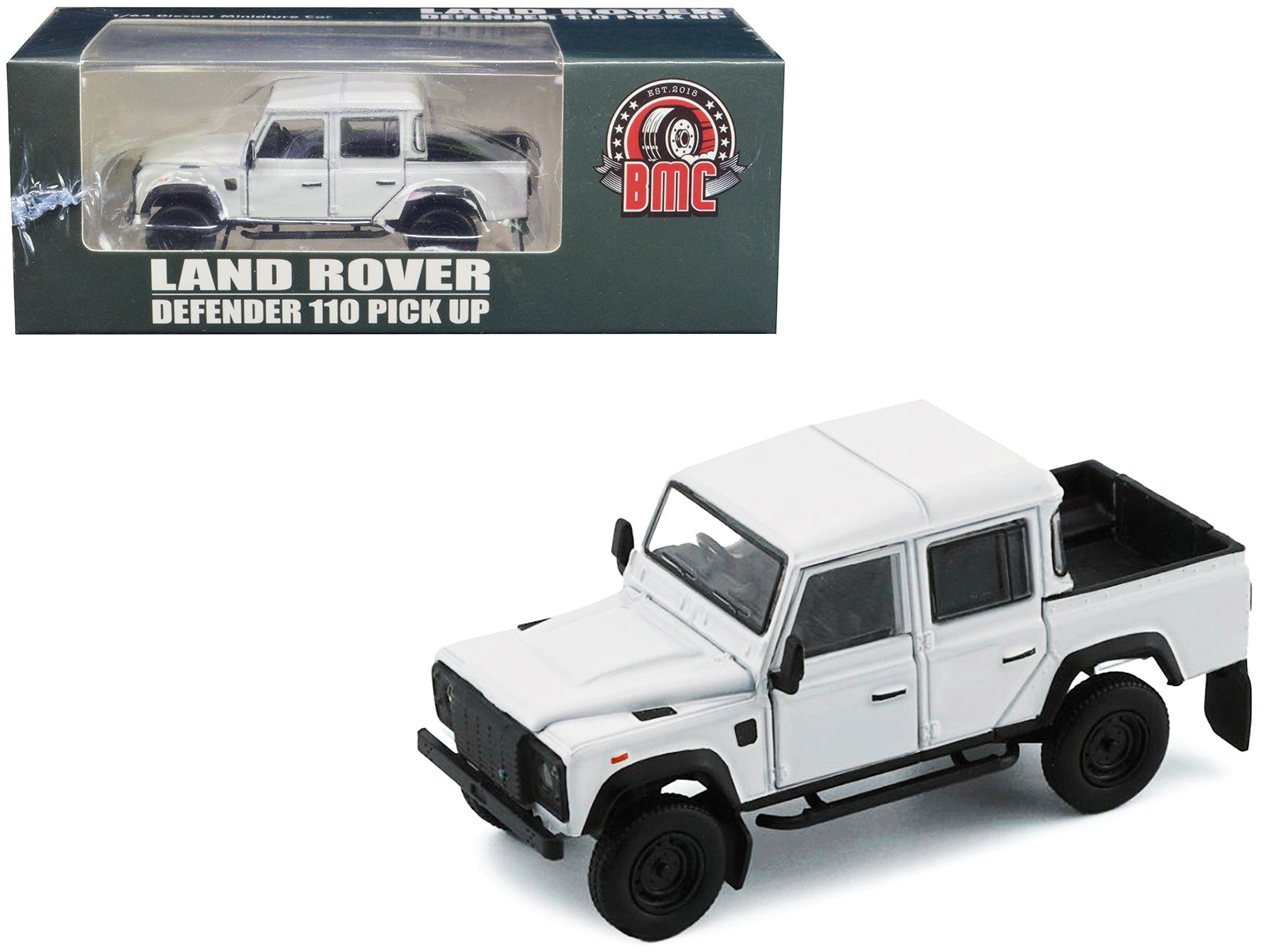 Land Rover Defender 110 Pickup Truck White with Extra Wheels 1/64 Diecast Model Car by BM Creations - Premium Range/Land Rover from BM Creations - Just $35.99! Shop now at Rapidvehicles