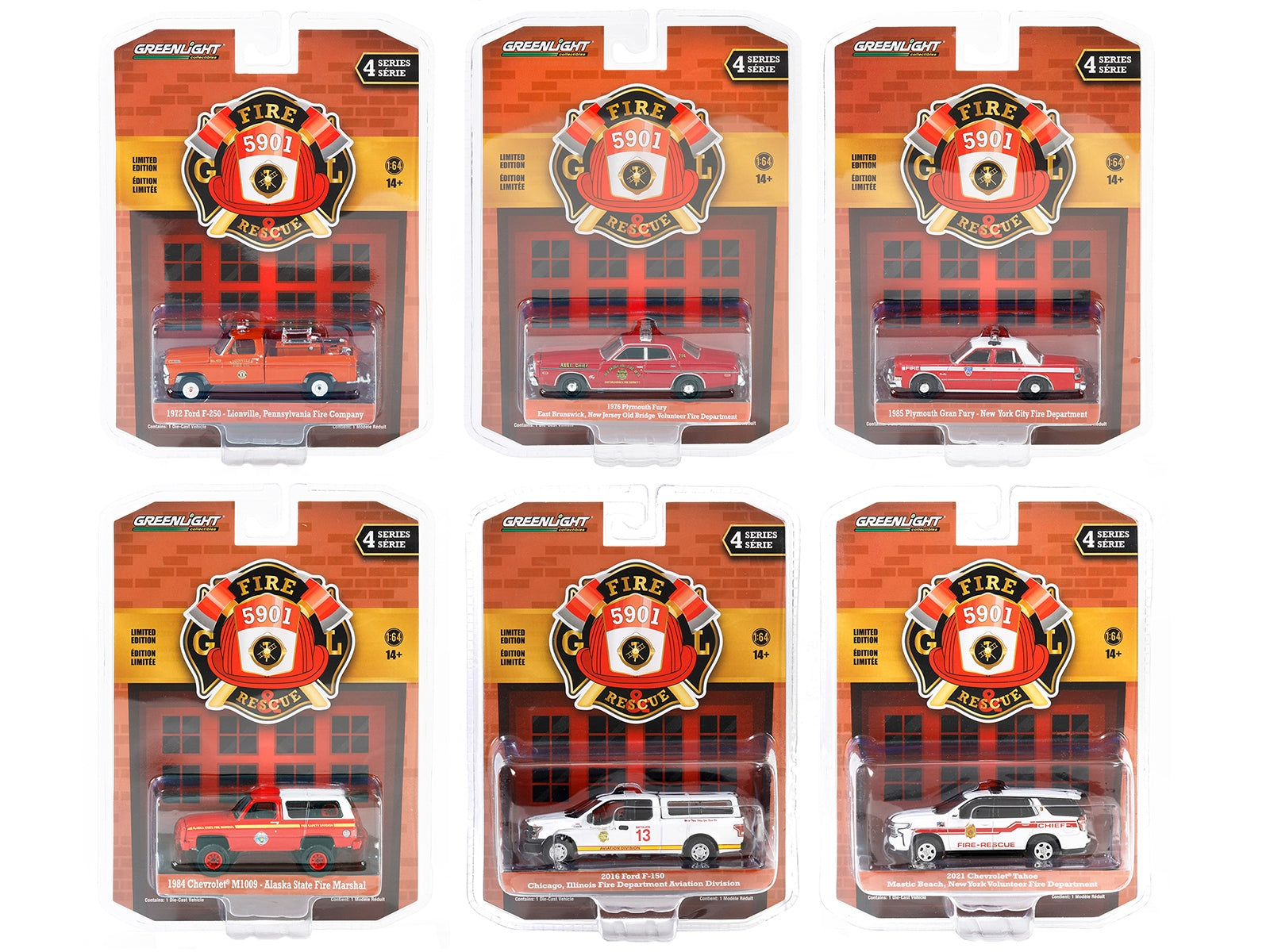 "Fire & Rescue" Set of 6 pieces Series 4 1/64 Diecast Model Car by Greenlight - Premium 1/64 Scale Sets from Greenlight - Just $74.99! Shop now at Rapidvehicles