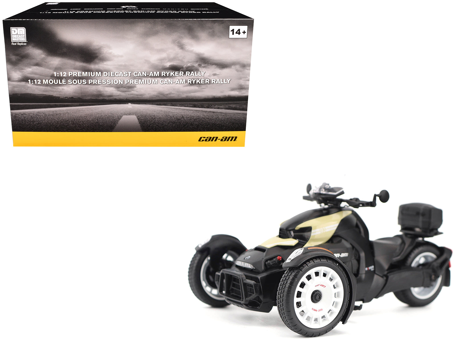 Can-Am Ryker Rally 3-Wheel Motorcycle Sand Storm and Black 1/12 Diecast Model by BRP Models free shipping USA
