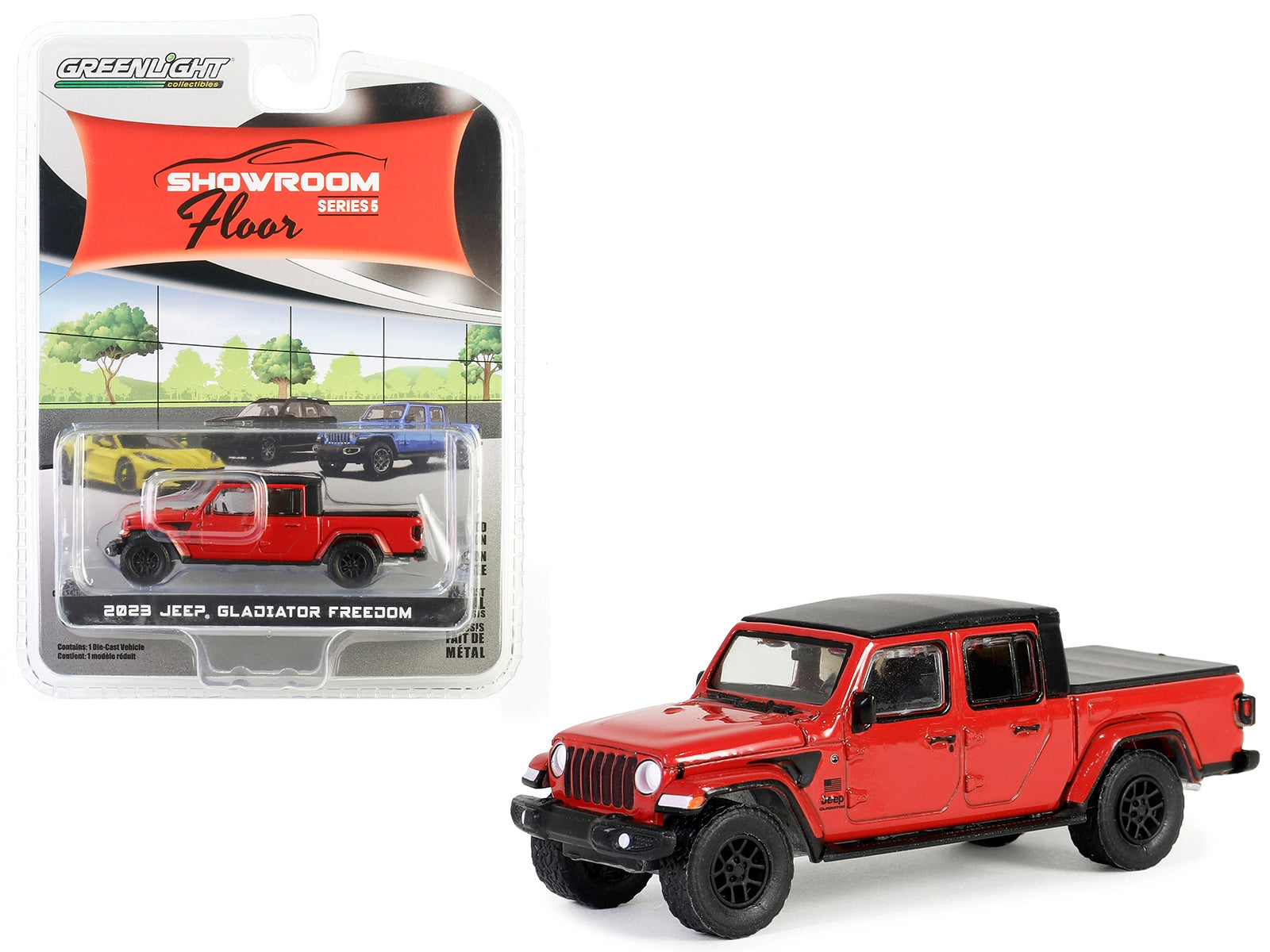 2023 Jeep Gladiator Freedom Pickup Truck Firecracker Red with Black Top "Showroom Floor" Series 5 1/64 Diecast Model Car by Greenlight - Premium Pickup Trucks Models from Greenlight - Just $22.99! Shop now at Rapidvehicles