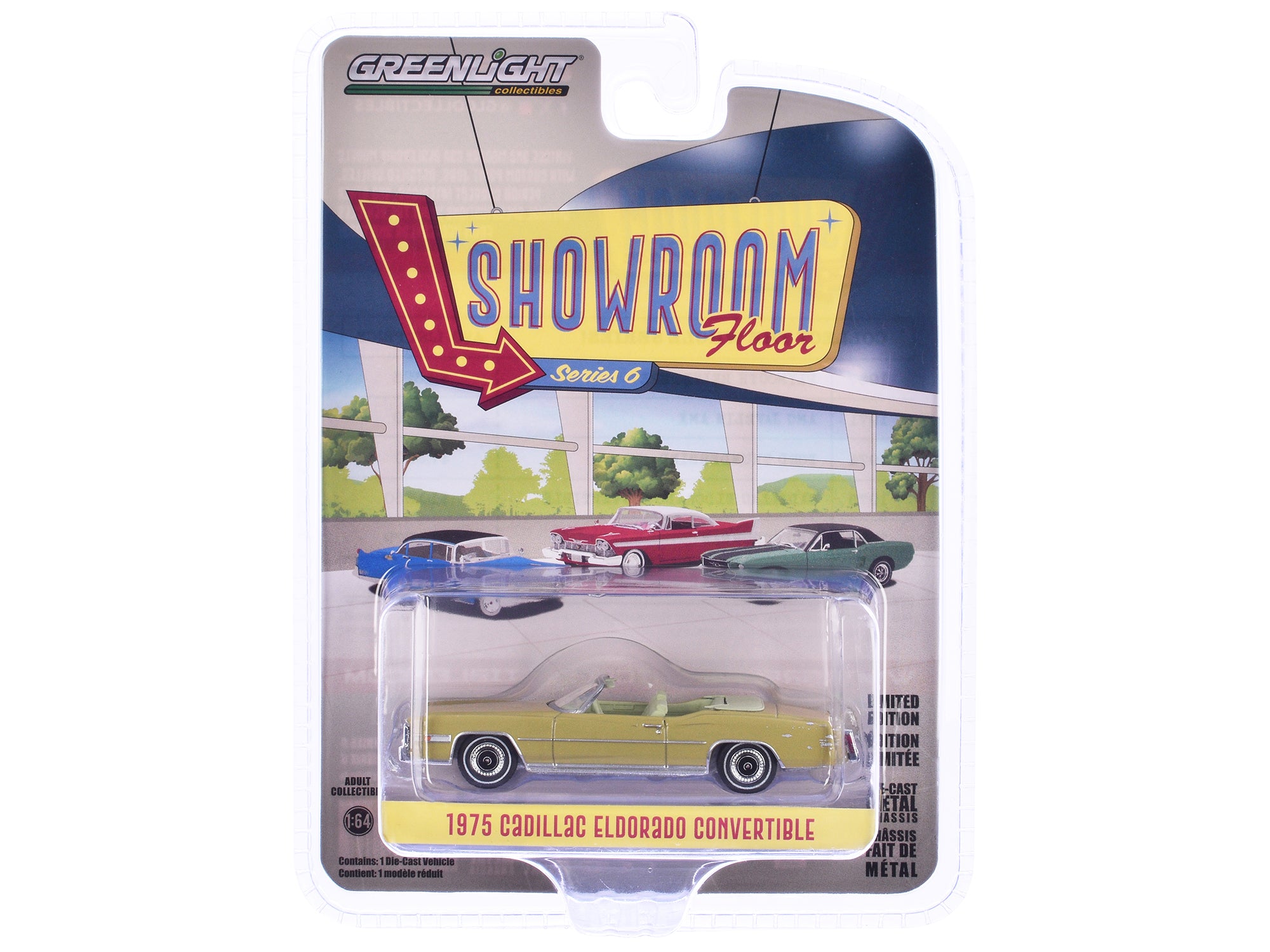 1975 Cadillac Eldorado Convertible Florentine Gold Firemist "Showroom Floor" Series 6 1/64 Diecast Model Car by Greenlight free shipping USA