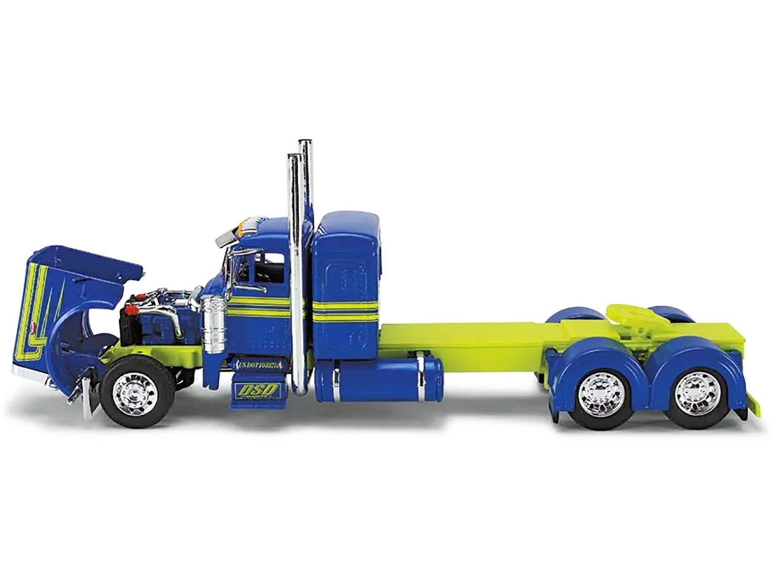 Peterbilt 379 with 36" Flat Top Sleeper and 53' Utility Roll Tarp Trailer "DSD Transport" Blue and Yellow "Big Rigs" Series 1/64 Diecast Model by DCP/First Gear - Premium Peterbilt Models from First Gear - Just $197.67! Shop now at Rapidvehicles