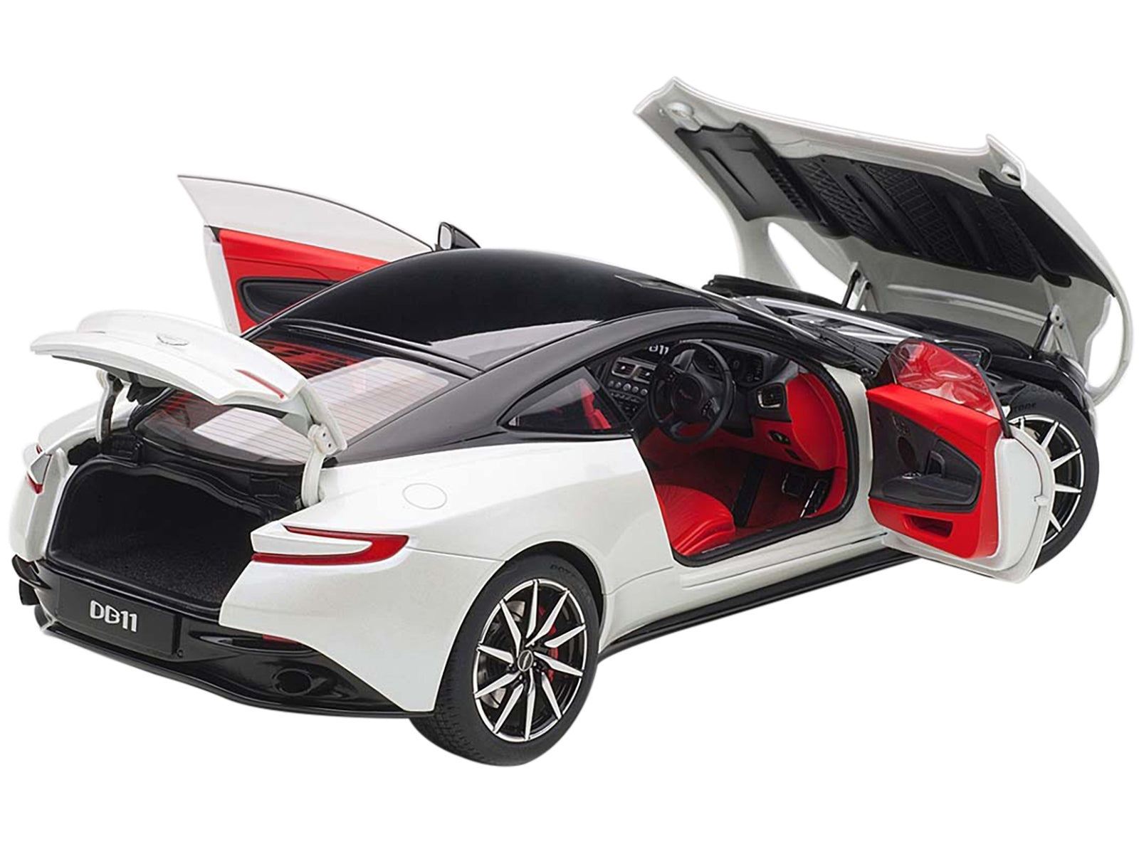 Aston Martin DB11 Morning Frost White Metallic with Black Top and Red Interior 1/18 Model Car by Autoart - Premium Aston Martin Models from Autoart - Just $271.76! Shop now at Rapidvehicles