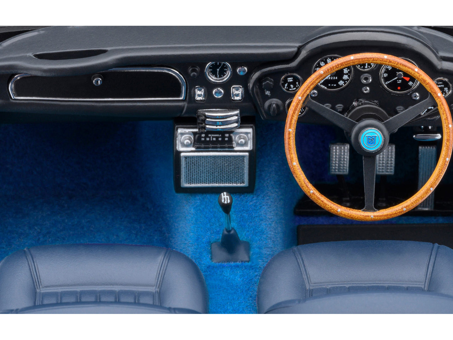 Aston Martin DB5 RHD (Right Hand Drive) Caribbean Pearl Blue Metallic 1/18 Model Car by Autoart